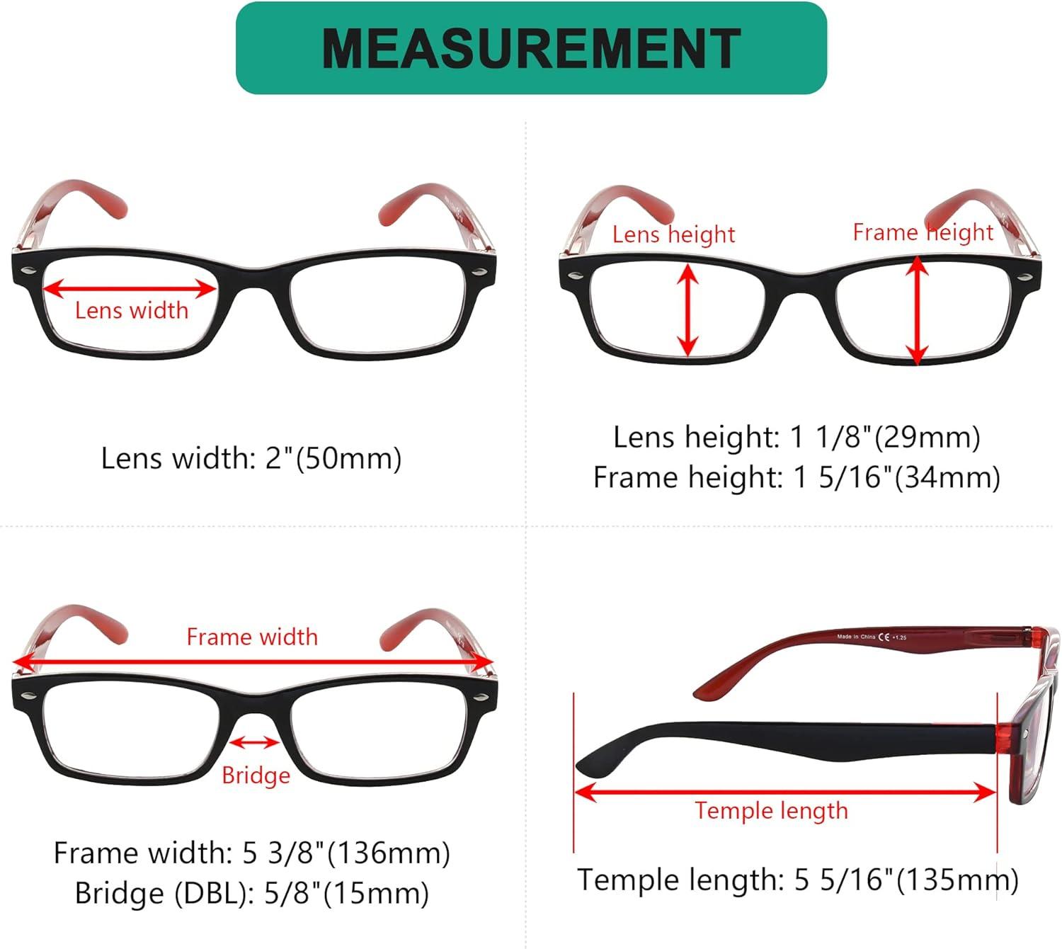imageEyekepper 5 Pack Blue Light Filter Glasses Classic Computer Reading Glasses Orange Tinted 125Blackred 5pc All Clear Lens