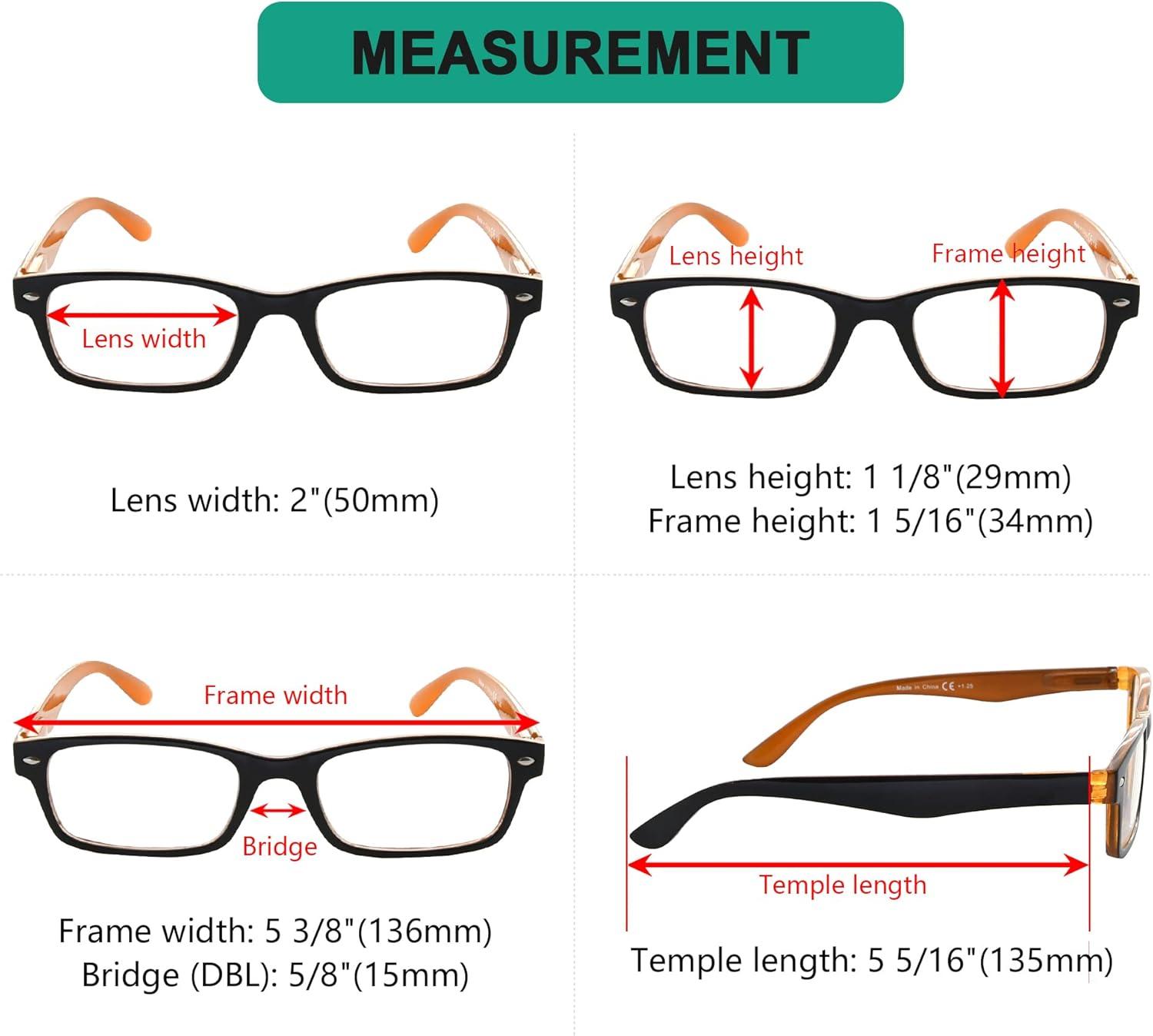 imageEyekepper 5 Pack Blue Light Filter Glasses Classic Computer Reading Glasses Orange Tinted 125Blackyellow 5pc All Clear Lens