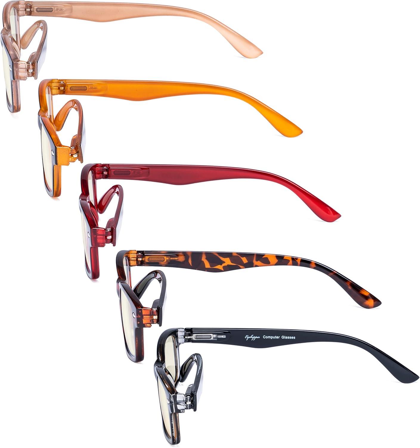 imageEyekepper 5 Pack Blue Light Filter Glasses Classic Computer Reading Glasses Orange Tinted 125Blue Light Blockingb405 Pairs