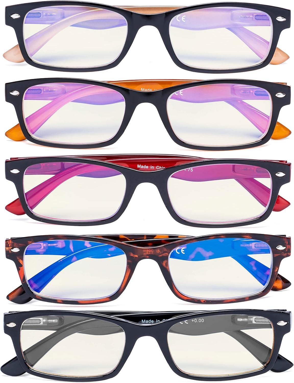 imageEyekepper 5 Pack Blue Light Filter Glasses Classic Computer Reading Glasses Orange Tinted 125Blue Light Blockingb405 Pairs