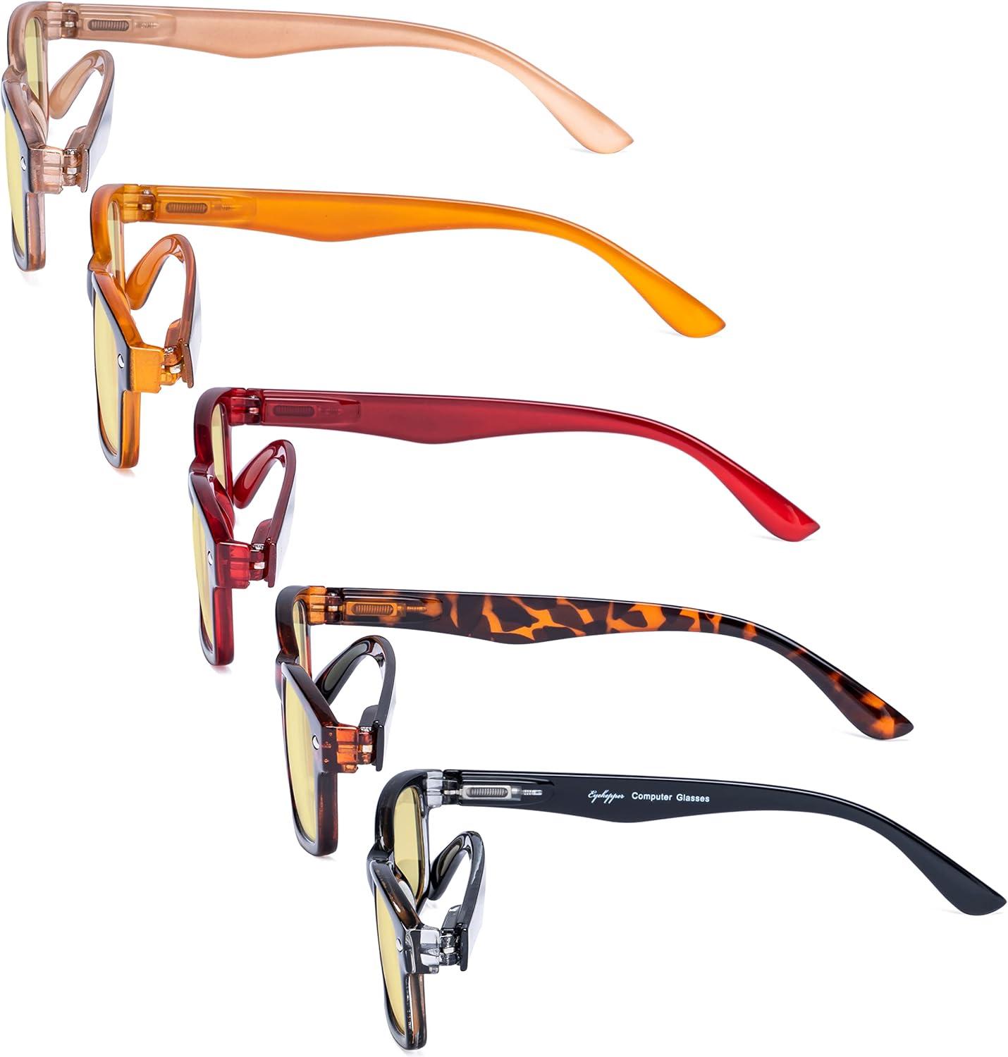imageEyekepper 5 Pack Blue Light Filter Glasses Classic Computer Reading Glasses Orange Tinted 125Blue Light Blockingb605 Pairs