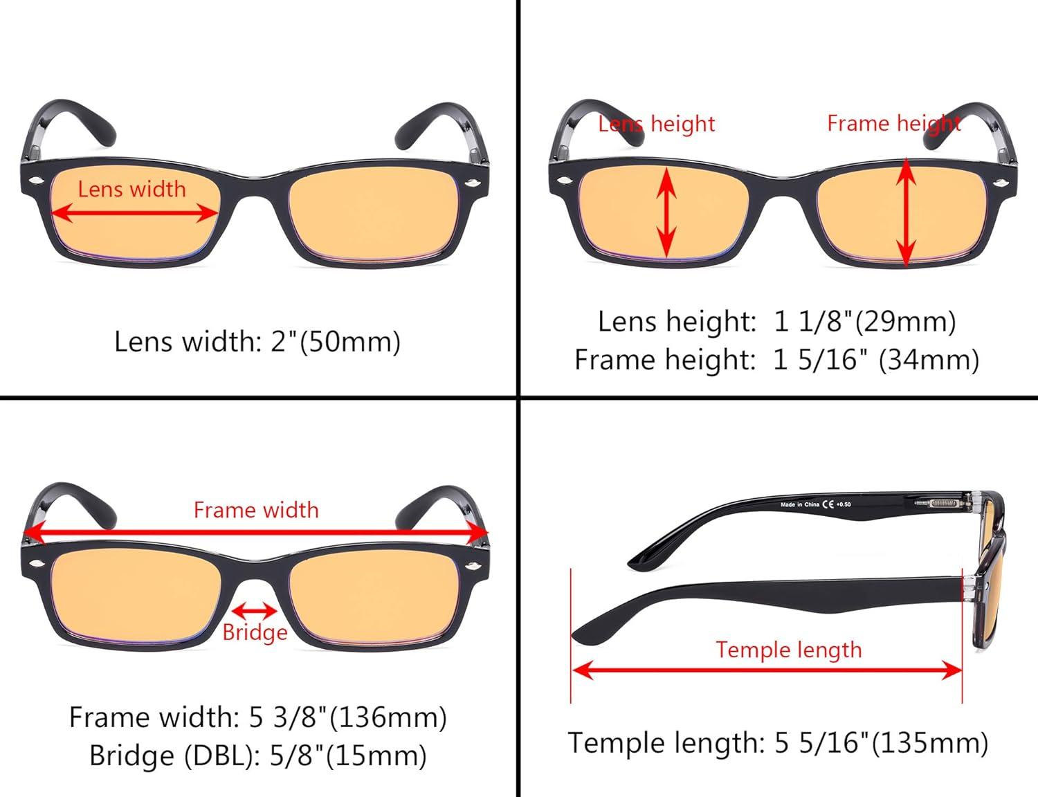 imageEyekepper 5 Pack Blue Light Filter Glasses Classic Computer Reading Glasses Orange Tinted 125Blue Light Blockingb905 Pairs