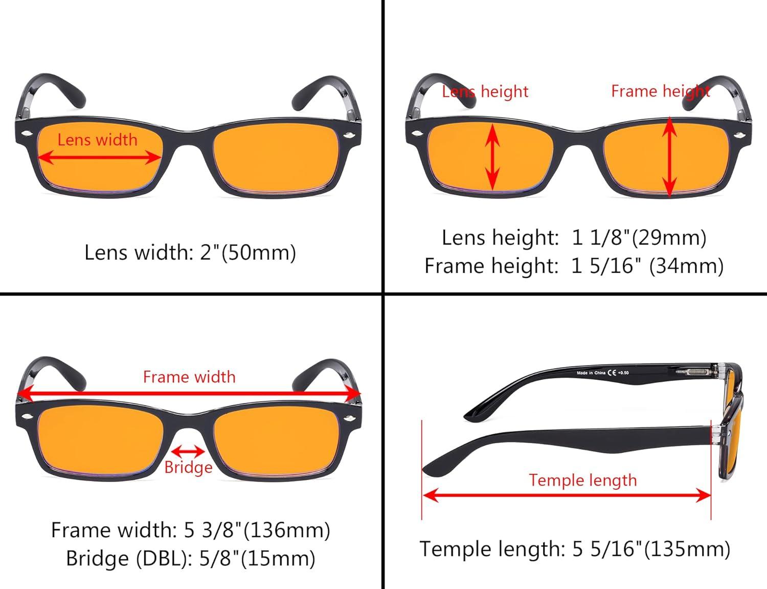 imageEyekepper 5 Pack Blue Light Filter Glasses Classic Computer Reading Glasses Orange Tinted 125Blue Light Blockingb985 Pairs