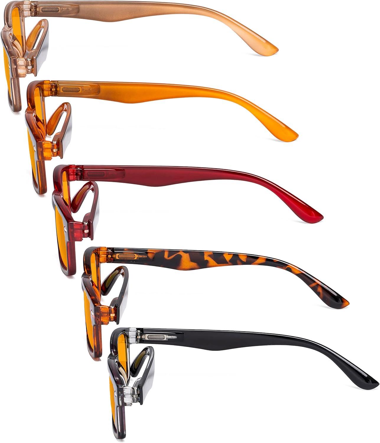 imageEyekepper 5 Pack Blue Light Filter Glasses Classic Computer Reading Glasses Orange Tinted 125Blue Light Blockingb985 Pairs