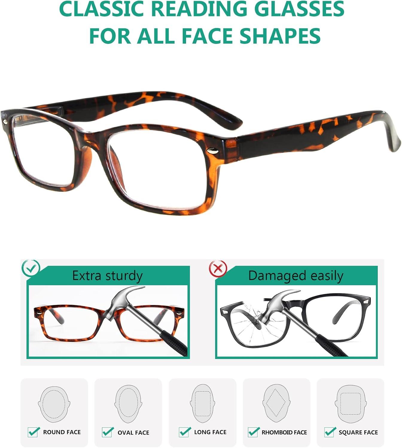imageEyekepper 5 Pack Blue Light Filter Glasses Classic Computer Reading Glasses Orange Tinted 125Demi 5pc All Clear Lens