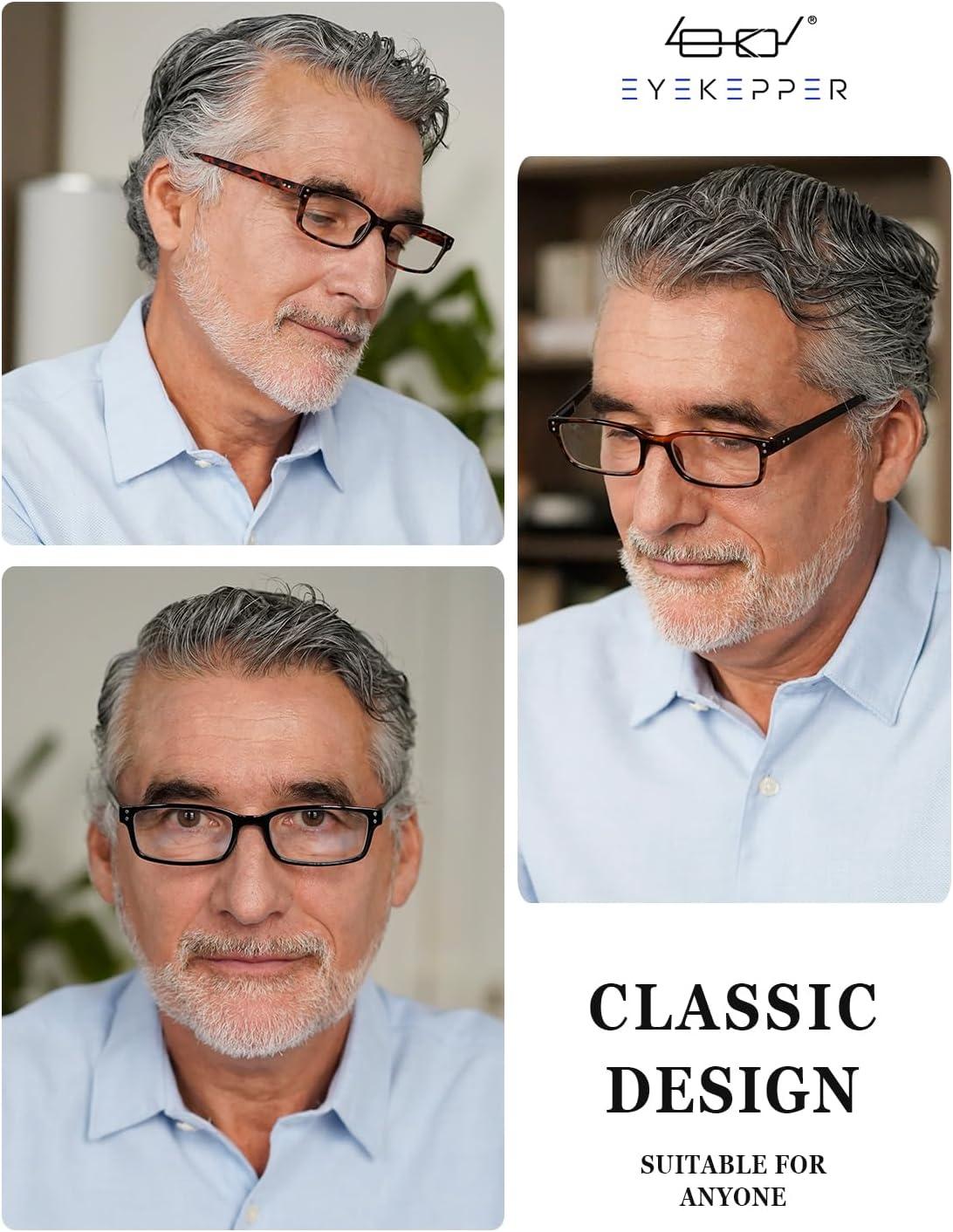 imageEyekepper 5 Pack Blue Light Filter Glasses Classic Rectangular Computer Eyeglasses Amber Tinted 0002tortoise2black