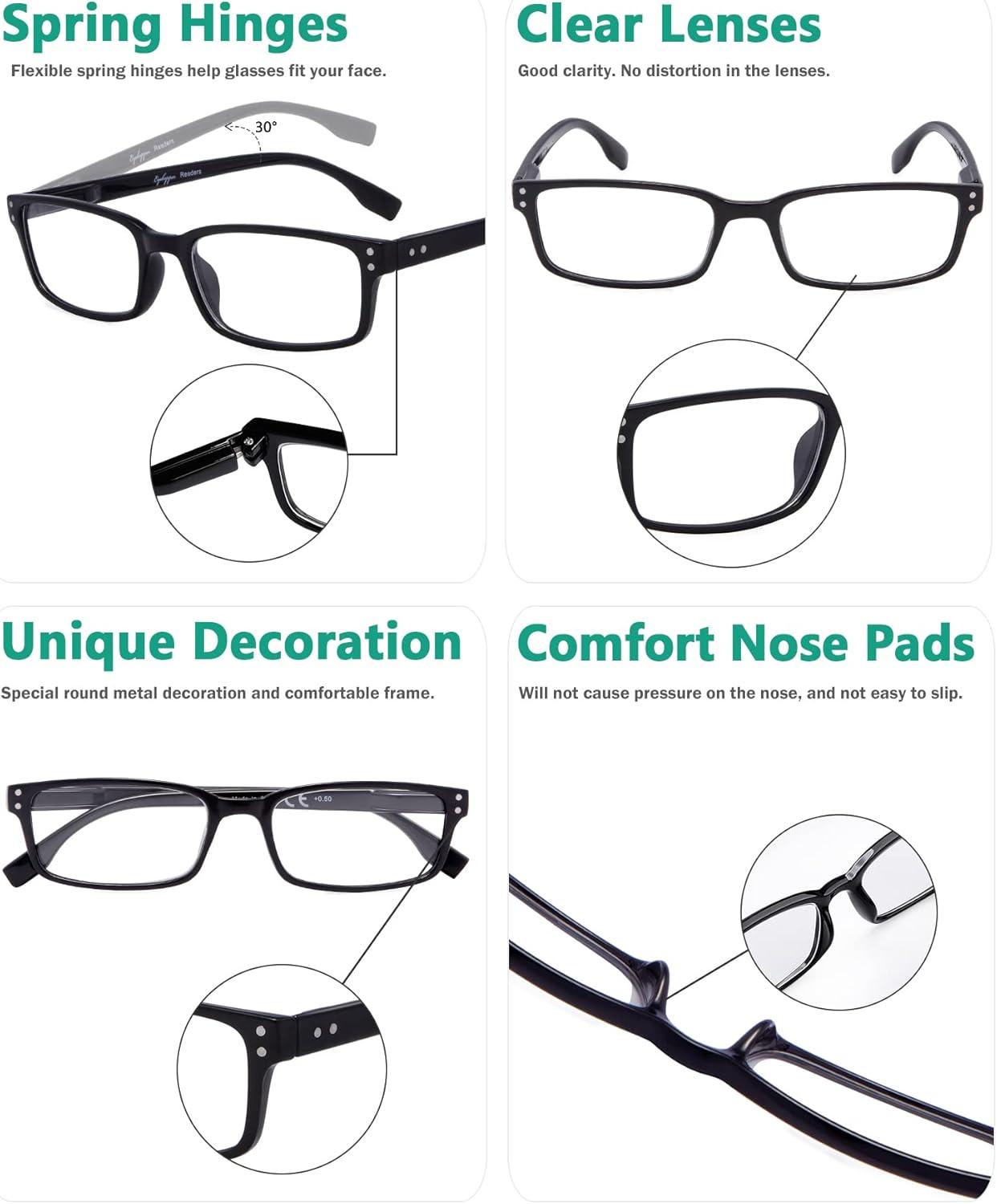 imageEyekepper 5 Pack Blue Light Filter Glasses Classic Rectangular Computer Eyeglasses Amber Tinted 0002tortoise2black