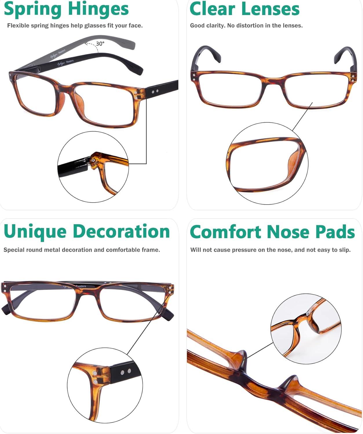 imageEyekepper 5 Pack Blue Light Filter Glasses Classic Rectangular Computer Eyeglasses Amber Tinted 0004 Pack Amber