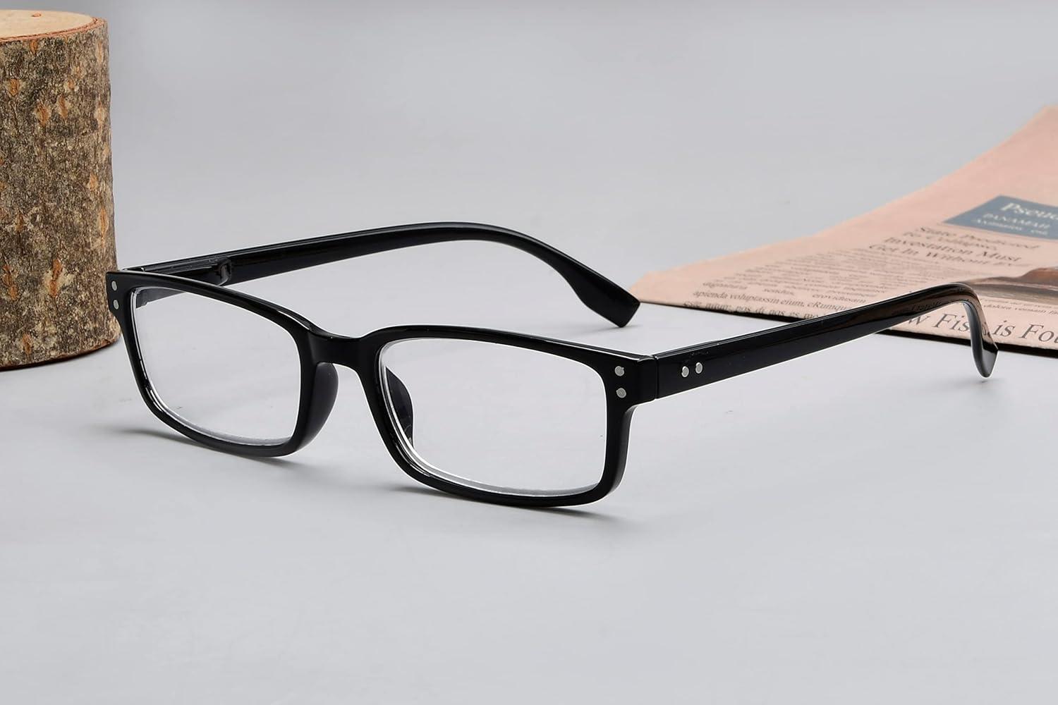 imageEyekepper 5 Pack Blue Light Filter Glasses Classic Rectangular Computer Eyeglasses Amber Tinted 0004 Pack Black