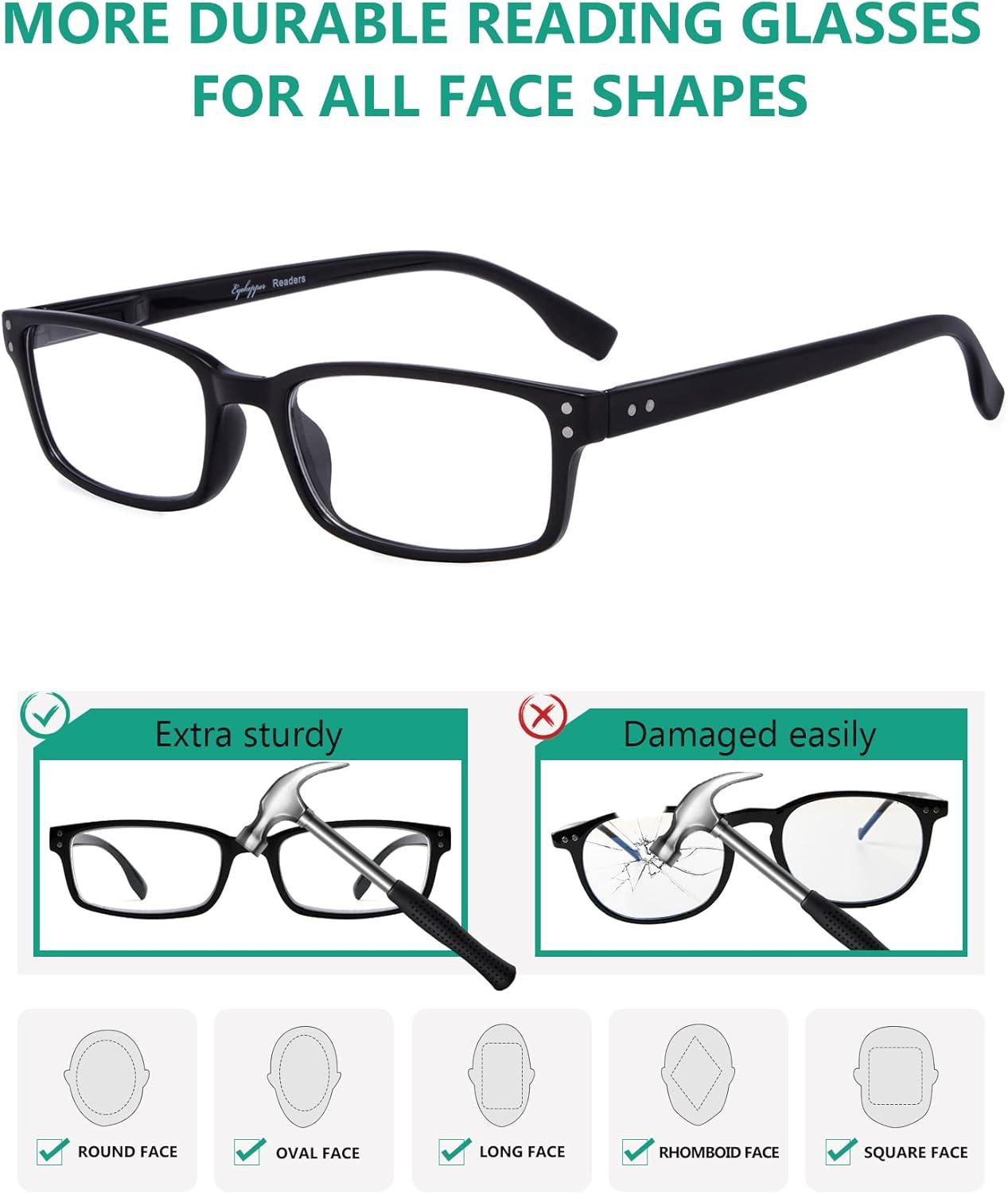 imageEyekepper 5 Pack Blue Light Filter Glasses Classic Rectangular Computer Eyeglasses Amber Tinted 0004 Pack Black