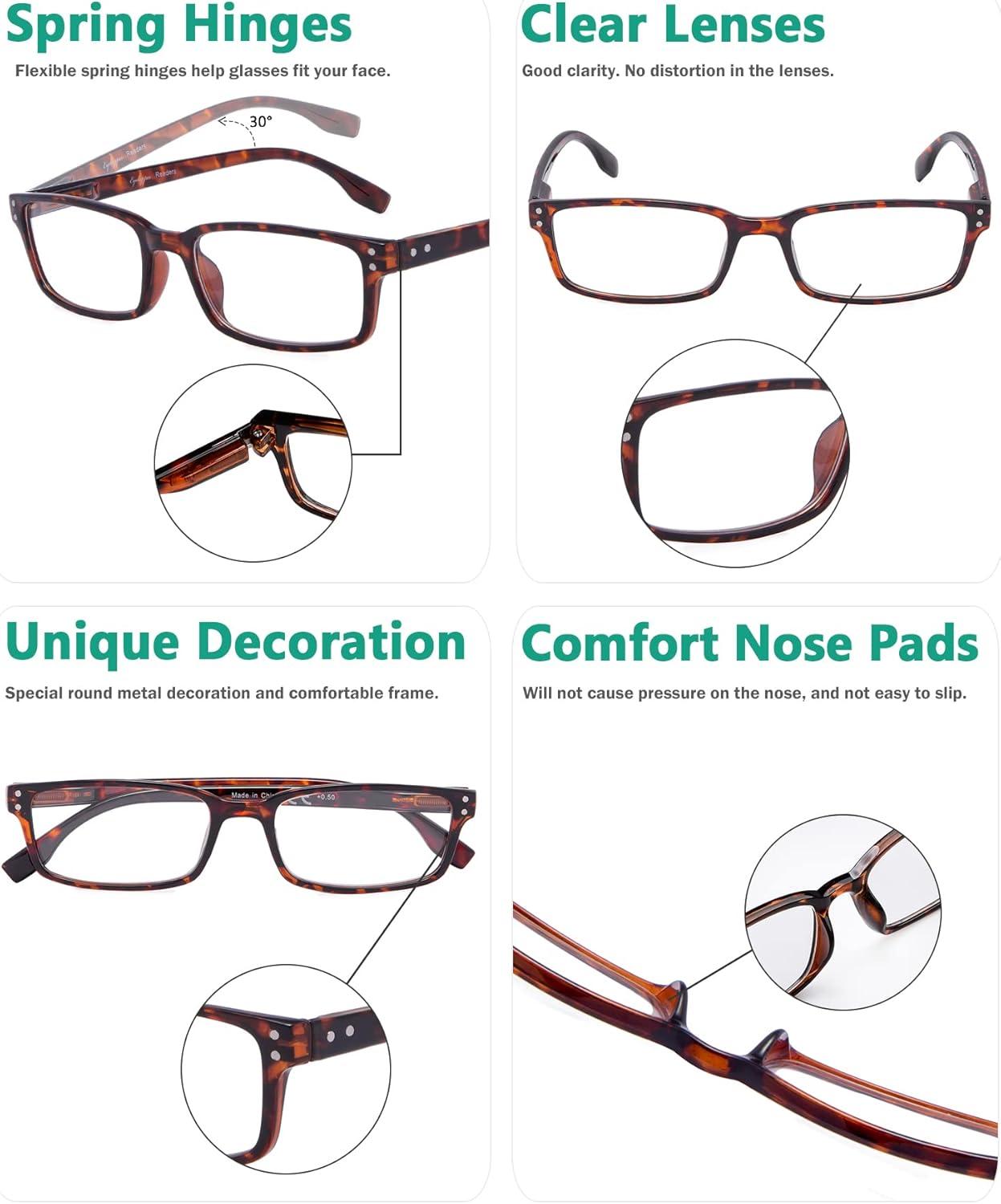 imageEyekepper 5 Pack Blue Light Filter Glasses Classic Rectangular Computer Eyeglasses Amber Tinted 0004 Pack Tortoise