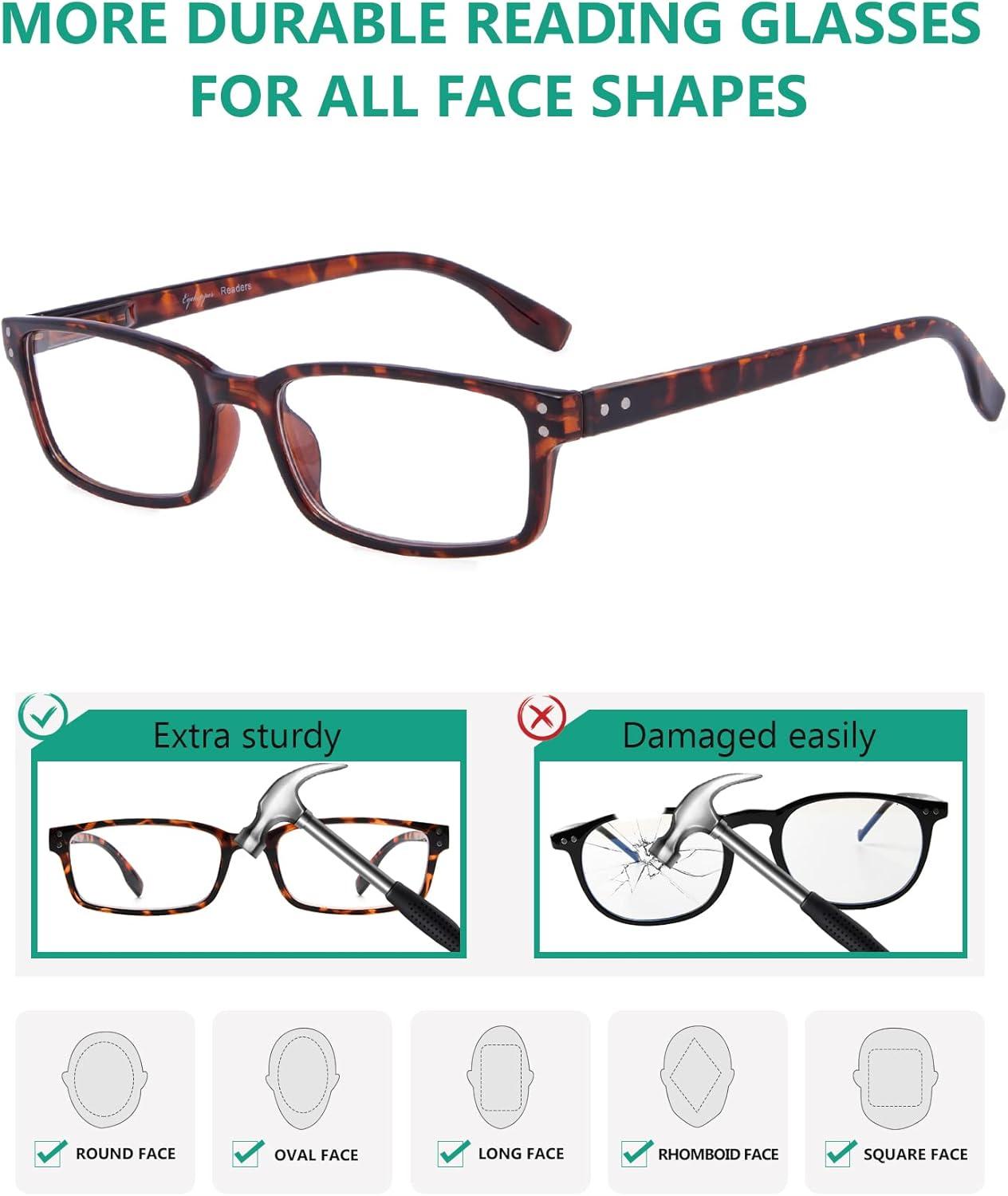 imageEyekepper 5 Pack Blue Light Filter Glasses Classic Rectangular Computer Eyeglasses Amber Tinted 0004 Pack Tortoise