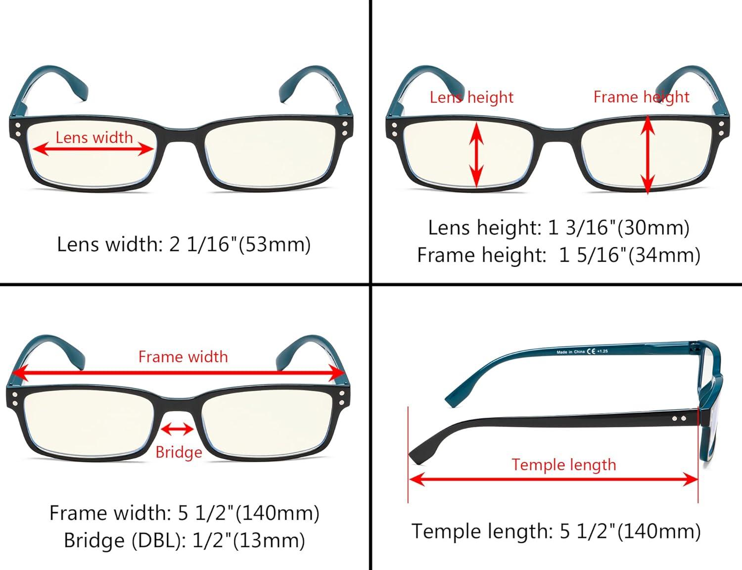 imageEyekepper 5 Pack Blue Light Filter Glasses Classic Rectangular Computer Eyeglasses Amber Tinted 000Blue Light Blockingb405 Pairs
