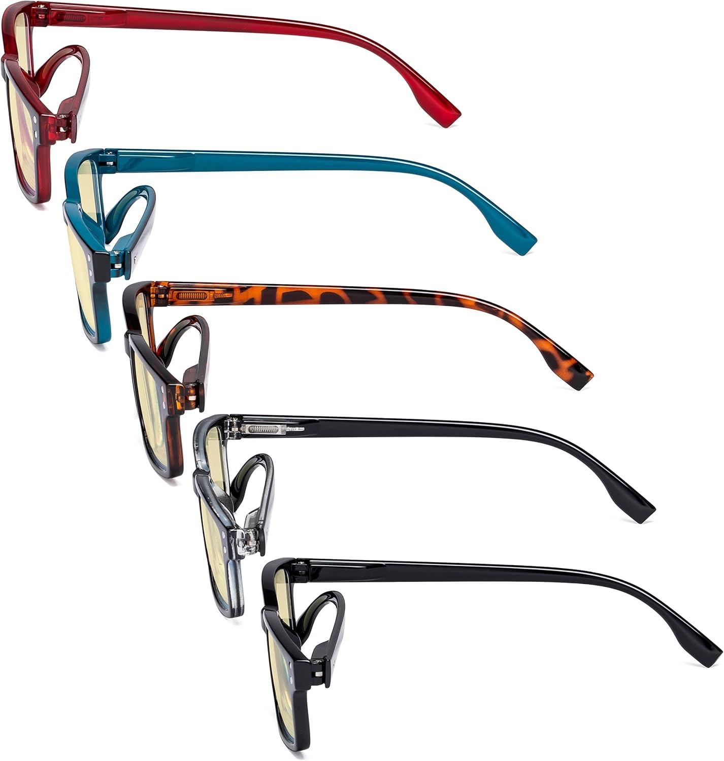 imageEyekepper 5 Pack Blue Light Filter Glasses Classic Rectangular Computer Eyeglasses Amber Tinted 000Blue Light Blockingb605 Pairs