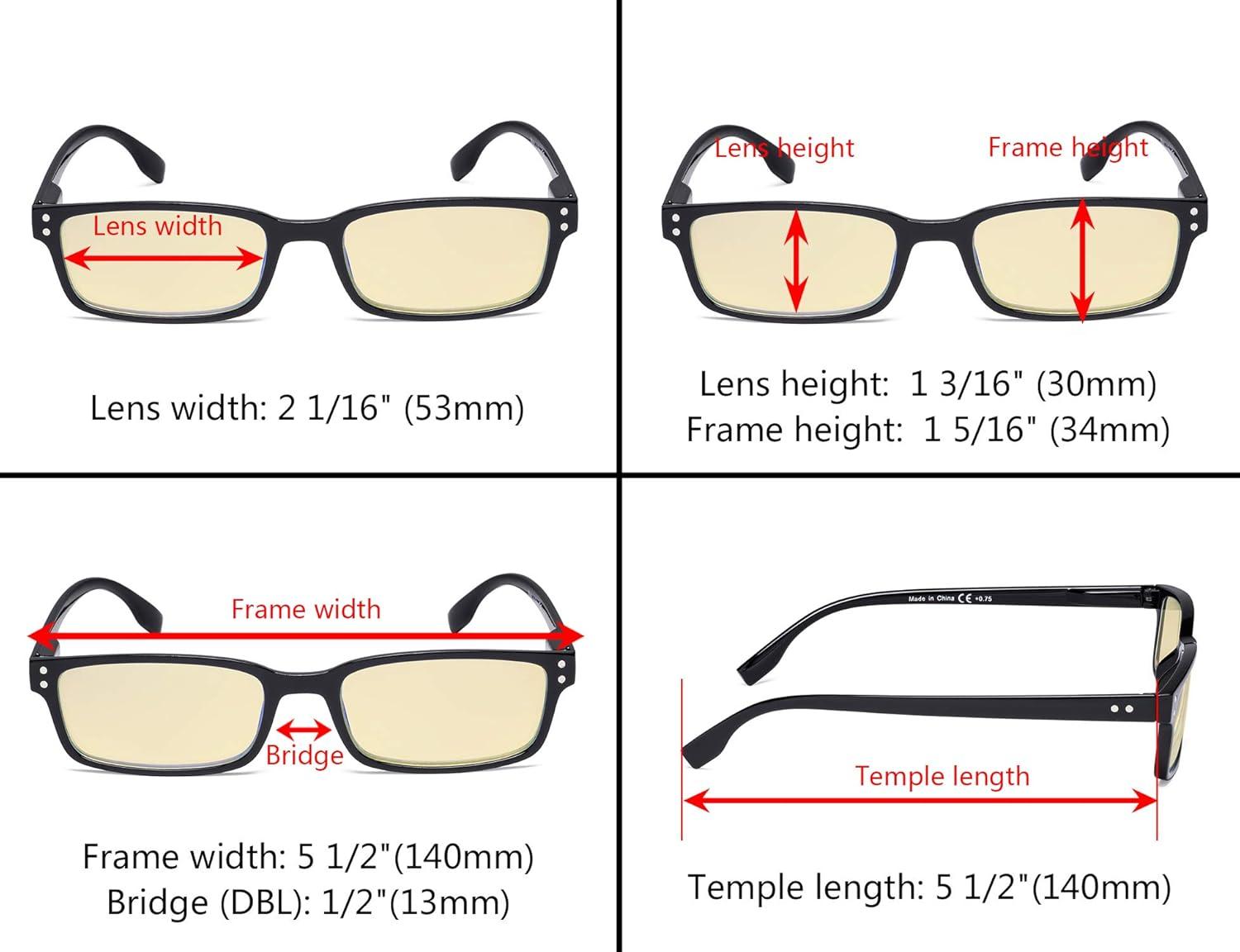 imageEyekepper 5 Pack Blue Light Filter Glasses Classic Rectangular Computer Eyeglasses Amber Tinted 000Blue Light Blockingb605 Pairs