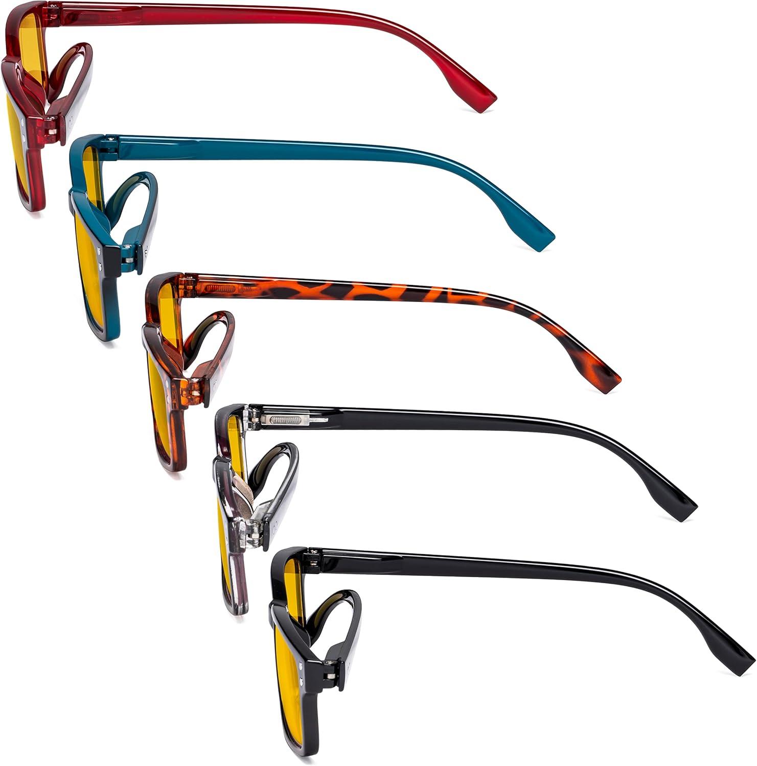 imageEyekepper 5 Pack Blue Light Filter Glasses Classic Rectangular Computer Eyeglasses Amber Tinted 000Blue Light Blockingb905 Pairs
