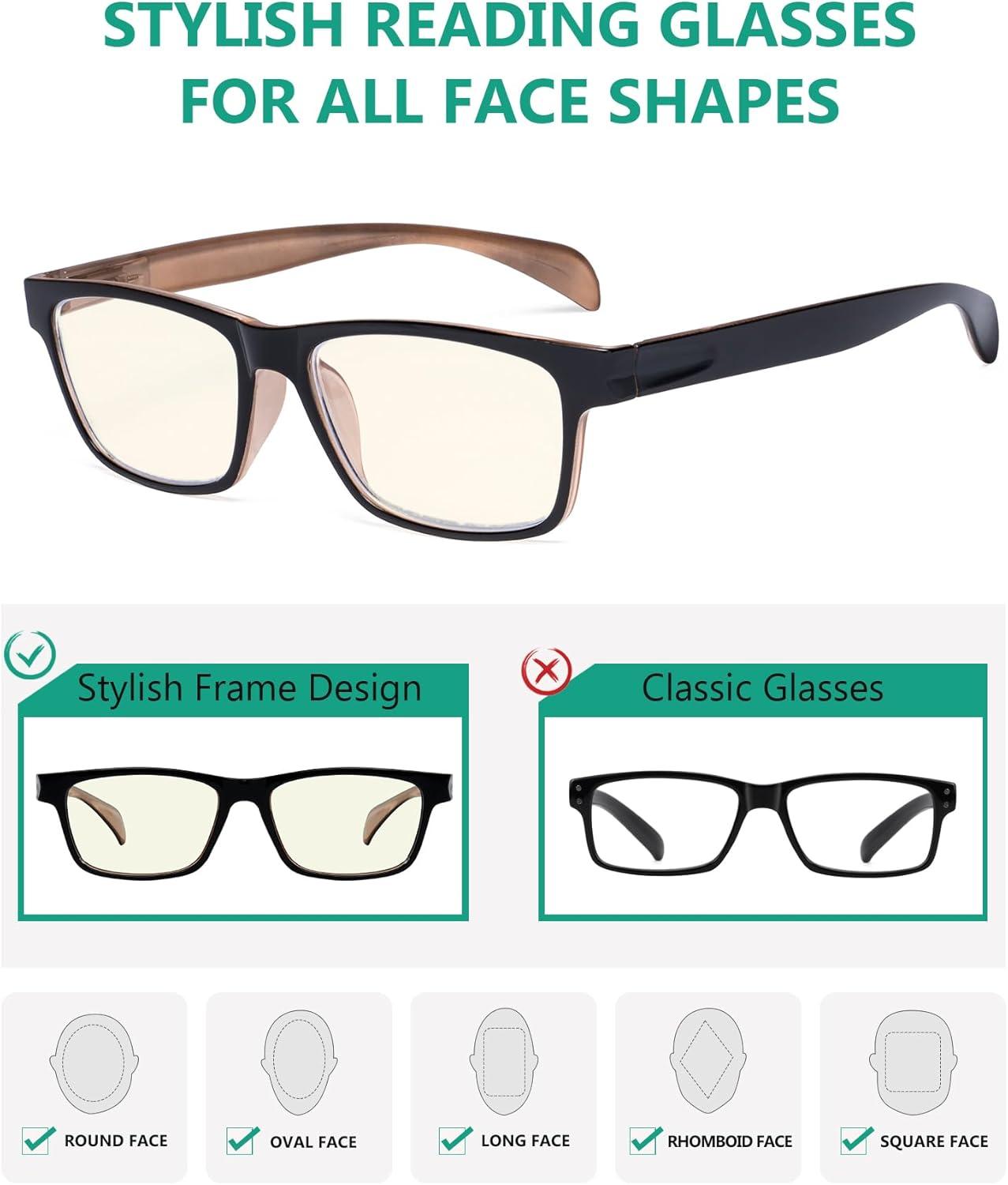 imageEyekepper 5 Pack Computer Glasses Digital Eye Strain Prevention Blue Light Filter Reading Glasses Amber Tinted 00010 Pack Mix  Uvr090