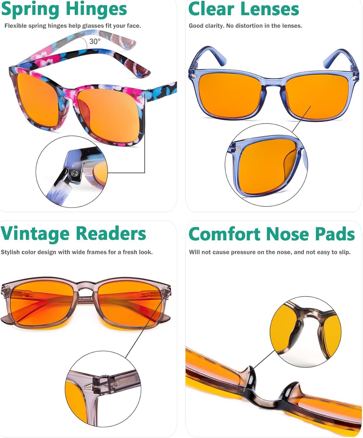 imageEyekepper 5 Pack Computer Glasses Digital Eye Strain Prevention Blue Light Filter Reading Glasses Amber Tinted 00010 Pack Mixdsrt1801