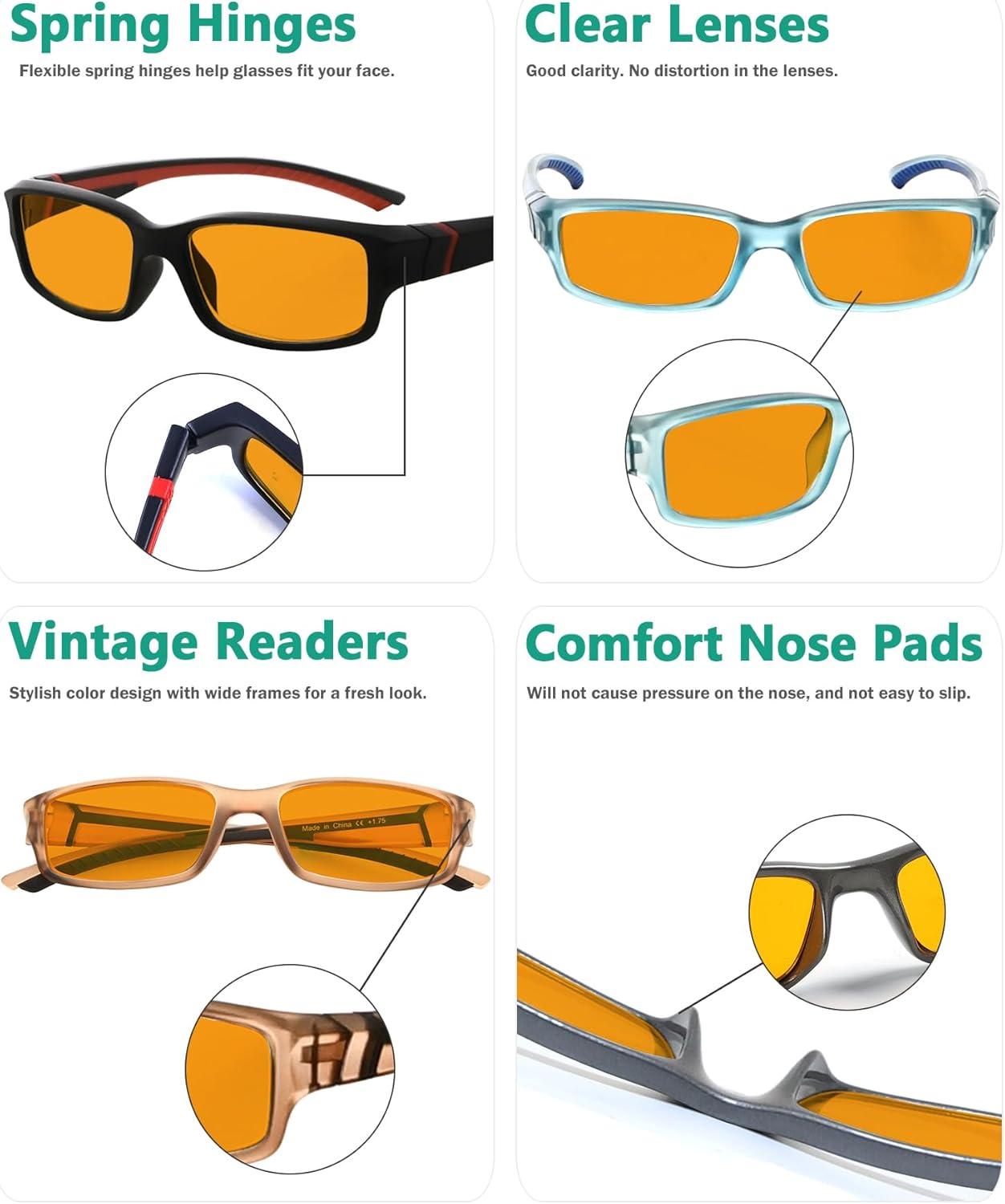 imageEyekepper 5 Pack Computer Glasses Digital Eye Strain Prevention Blue Light Filter Reading Glasses Amber Tinted 00010 Pack Mixdsxm01