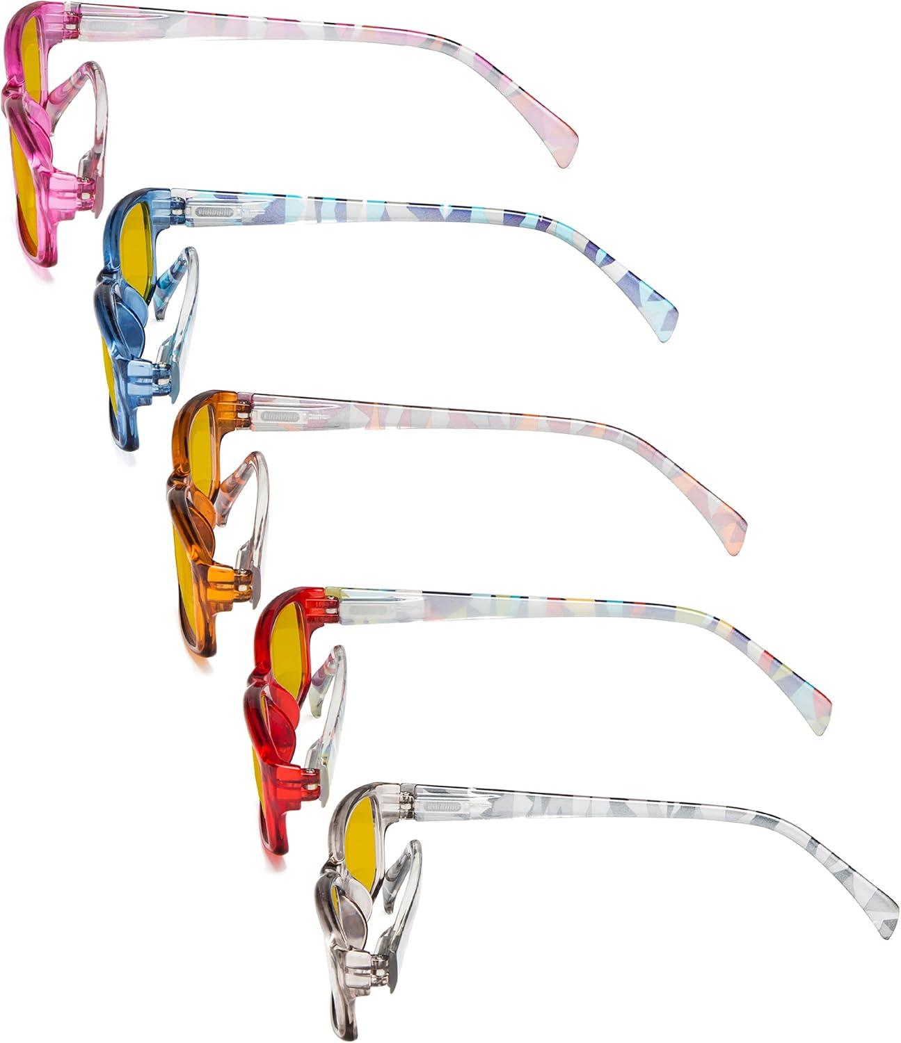 imageEyekepper 5 Pack Computer Glasses Digital Eye Strain Prevention Blue Light Filter Reading Glasses Amber Tinted 000Blue Light Blockingamber Tinted