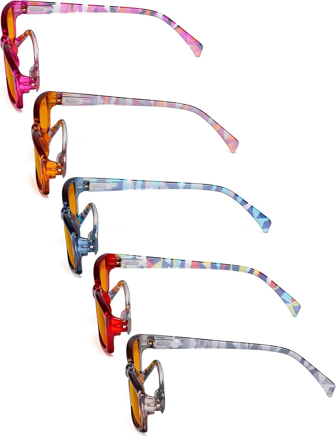 imageEyekepper 5 Pack Computer Glasses Digital Eye Strain Prevention Blue Light Filter Reading Glasses Amber Tinted 000Blue Light Blockingorange Tinted