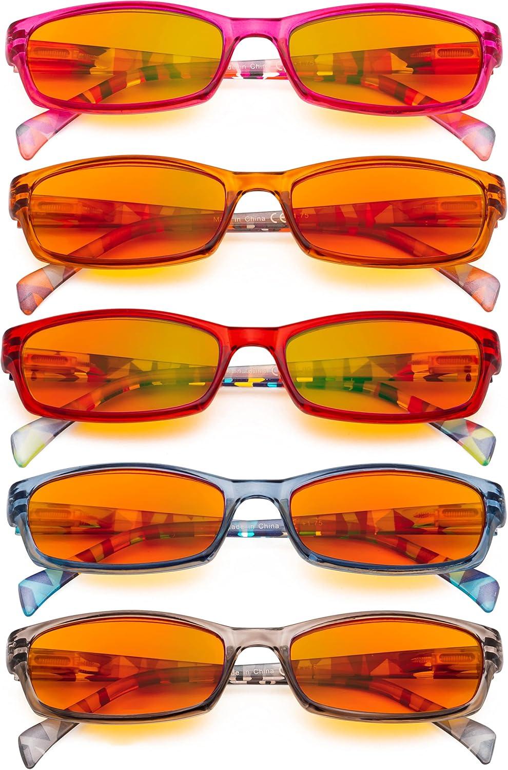imageEyekepper 5 Pack Computer Glasses Digital Eye Strain Prevention Blue Light Filter Reading Glasses Amber Tinted 000Blue Light Blockingorange Tinted