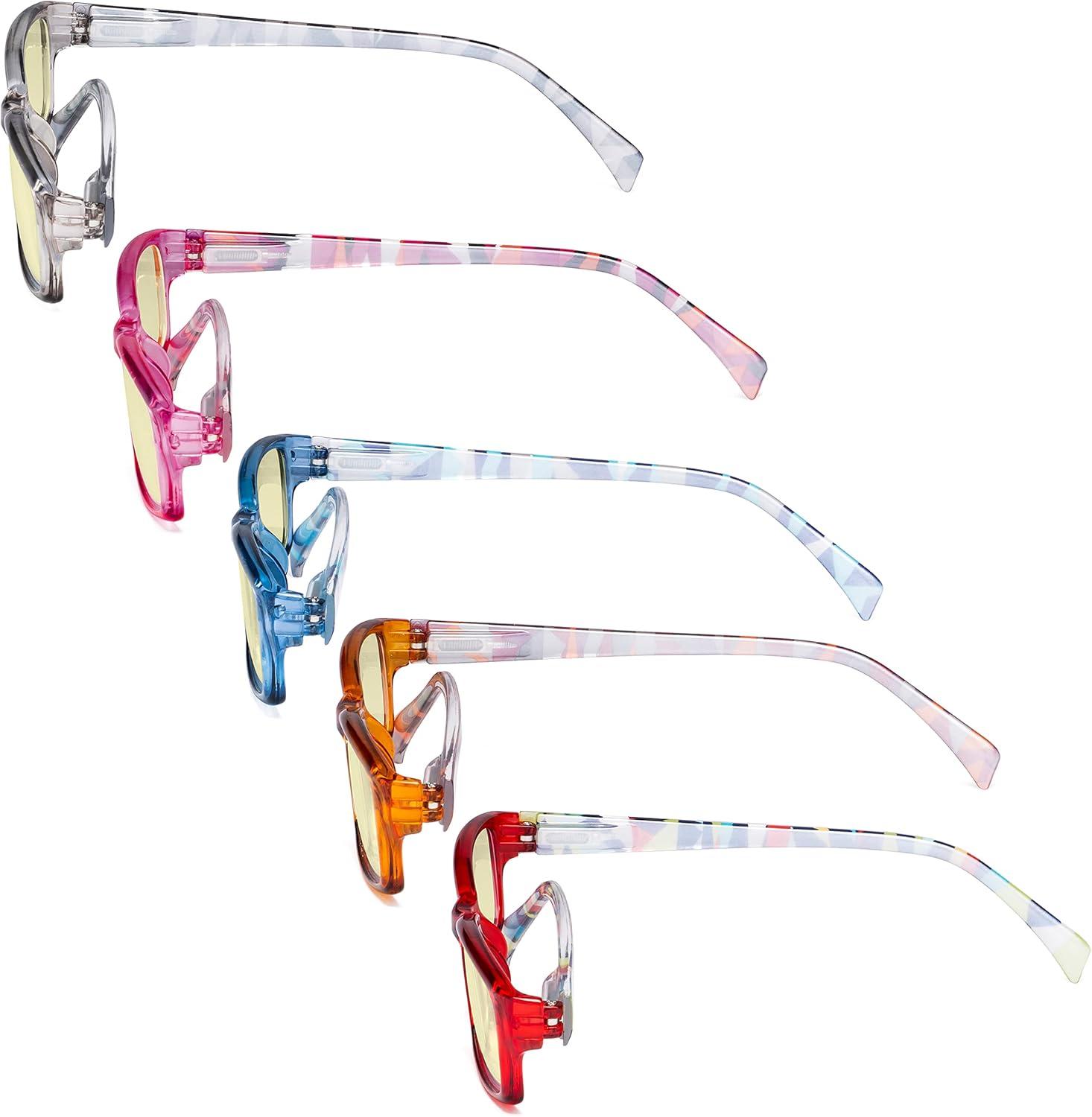 imageEyekepper 5 Pack Computer Glasses Digital Eye Strain Prevention Blue Light Filter Reading Glasses Amber Tinted 000Blue Light Blockingyellow Tinted