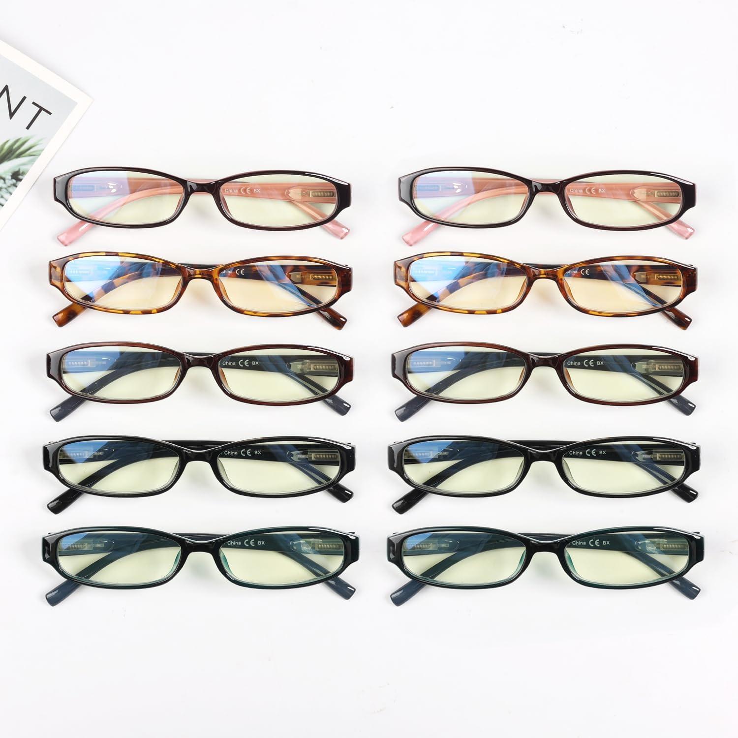 imageEyekepper 5 Pack Computer Glasses Digital Eye Strain Prevention Blue Light Filter Reading Glasses Orange Tinted 00010 Pack Mix  Uvr9104k
