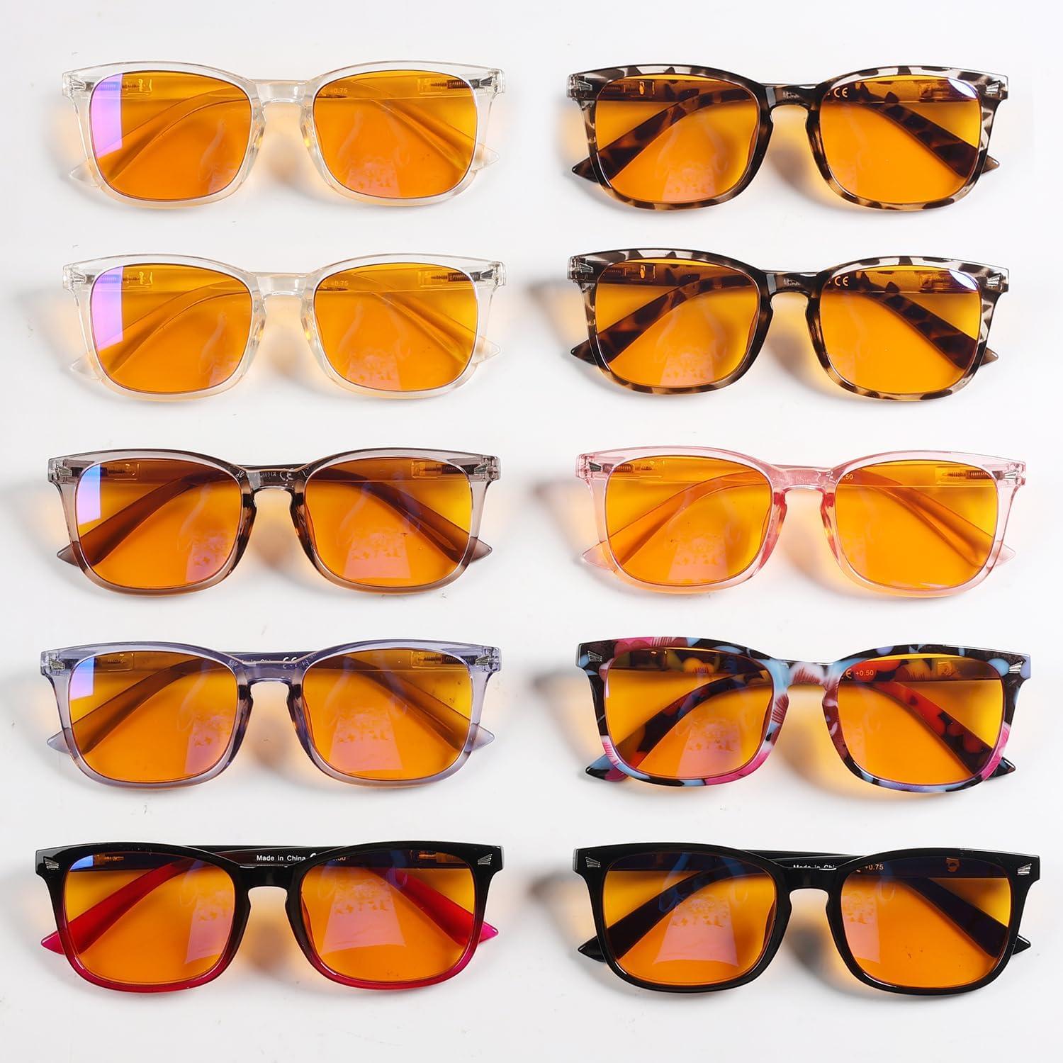 imageEyekepper 5 Pack Computer Glasses Digital Eye Strain Prevention Blue Light Filter Reading Glasses Orange Tinted 00010 Pack Mixdsrt1801
