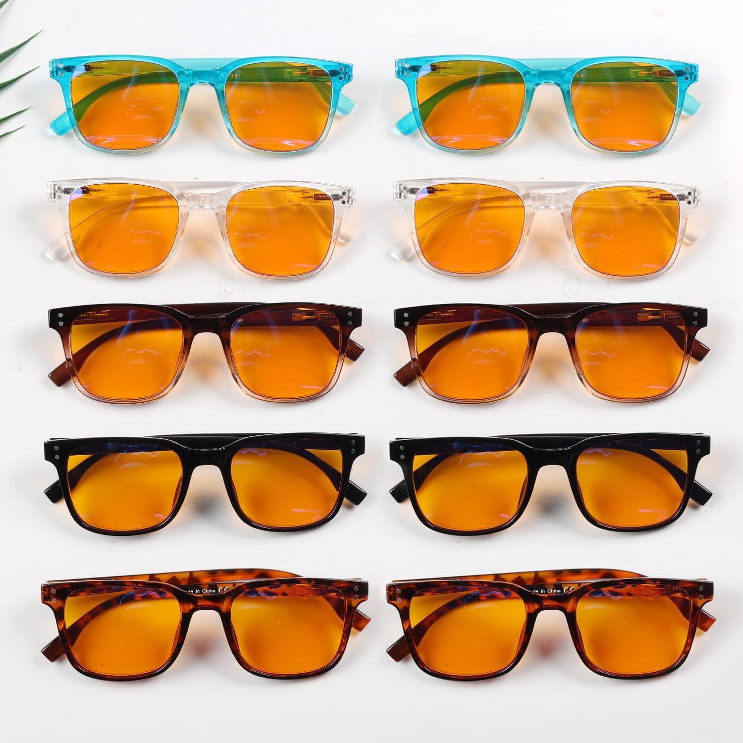 imageEyekepper 5 Pack Computer Glasses Digital Eye Strain Prevention Blue Light Filter Reading Glasses Orange Tinted 00010 Pack Mixdst1804