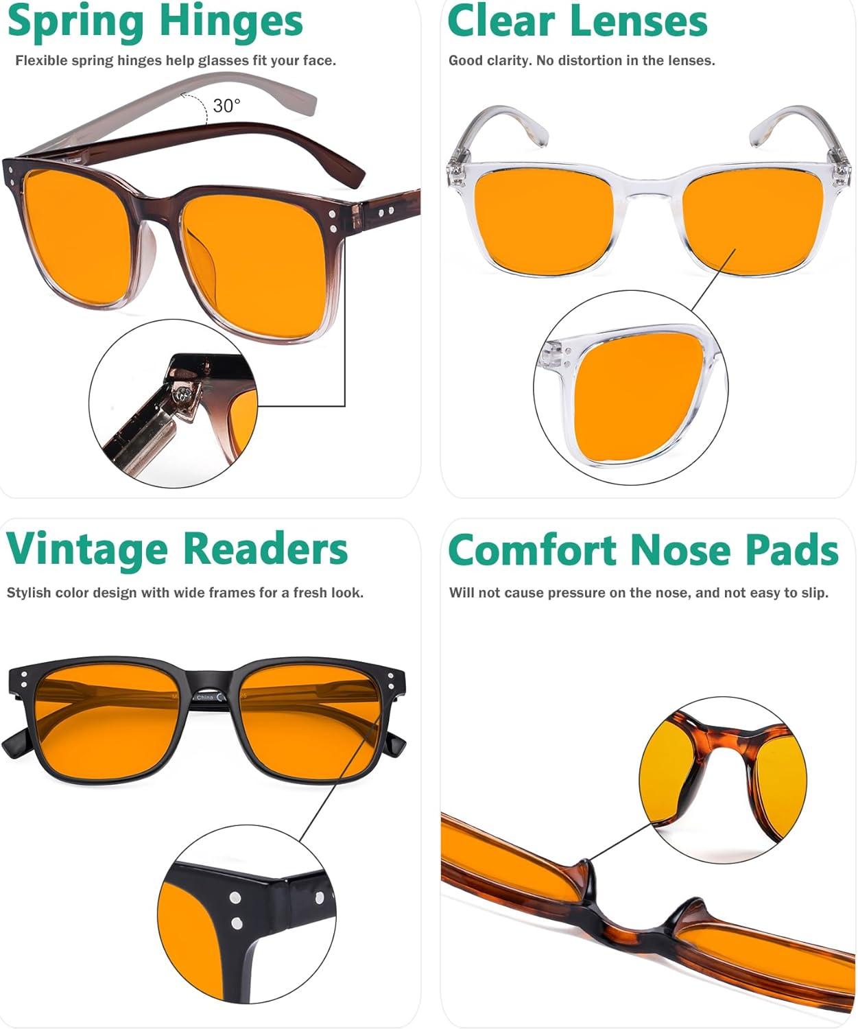 imageEyekepper 5 Pack Computer Glasses Digital Eye Strain Prevention Blue Light Filter Reading Glasses Orange Tinted 00010 Pack Mixdst1804
