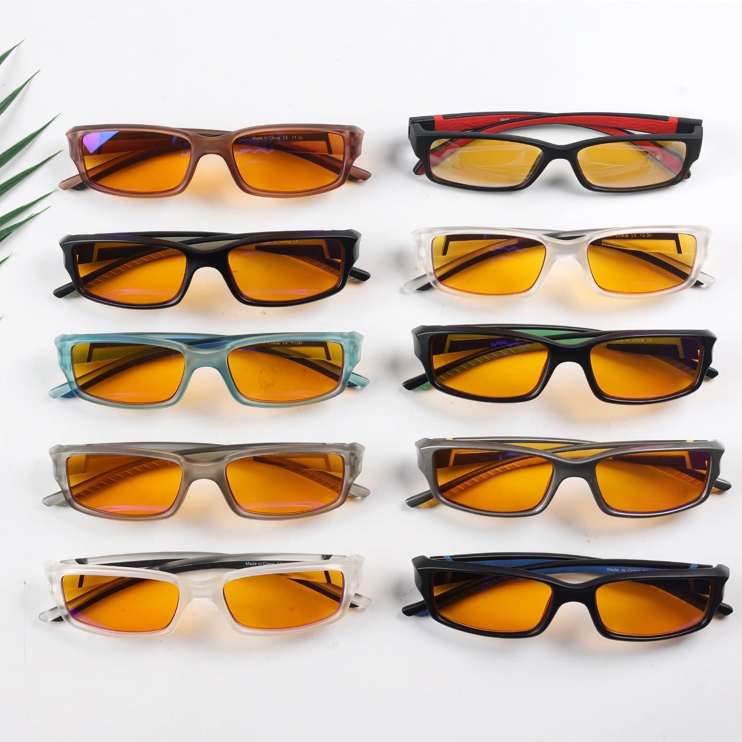 imageEyekepper 5 Pack Computer Glasses Digital Eye Strain Prevention Blue Light Filter Reading Glasses Orange Tinted 00010 Pack Mixdsxm01