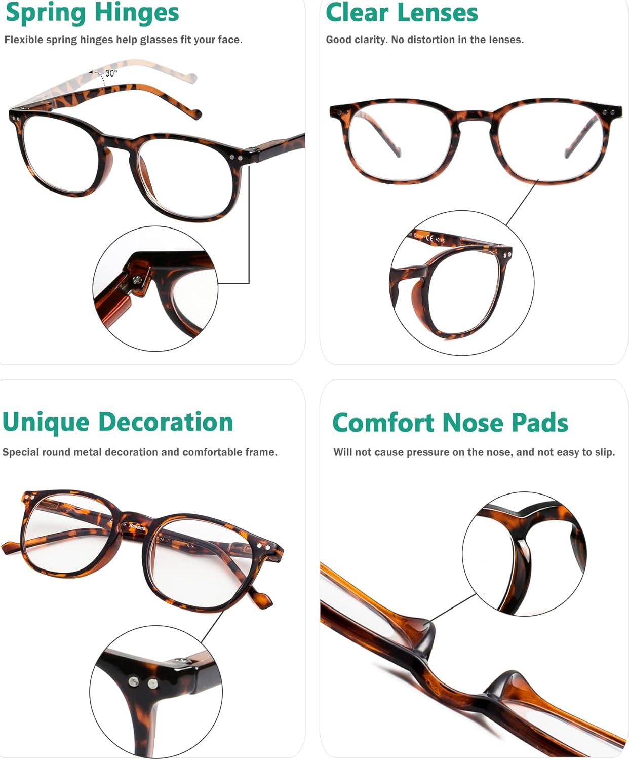 imageEyekepper 5 Pack Retro Design Blue Light Blocking Readers Blue Glare Filter Computer Reading Glasses Amber Tinted 1505 Pairs Mix