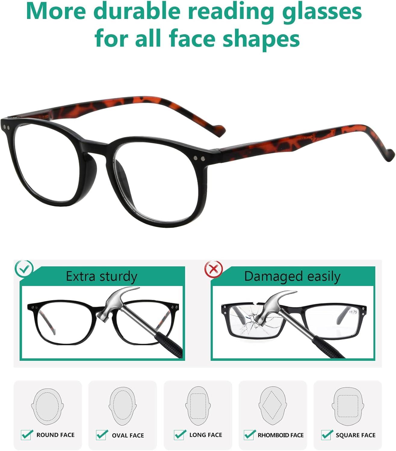 imageEyekepper 5 Pack Retro Design Blue Light Blocking Readers Blue Glare Filter Computer Reading Glasses Amber Tinted 1505 Pairs Mix