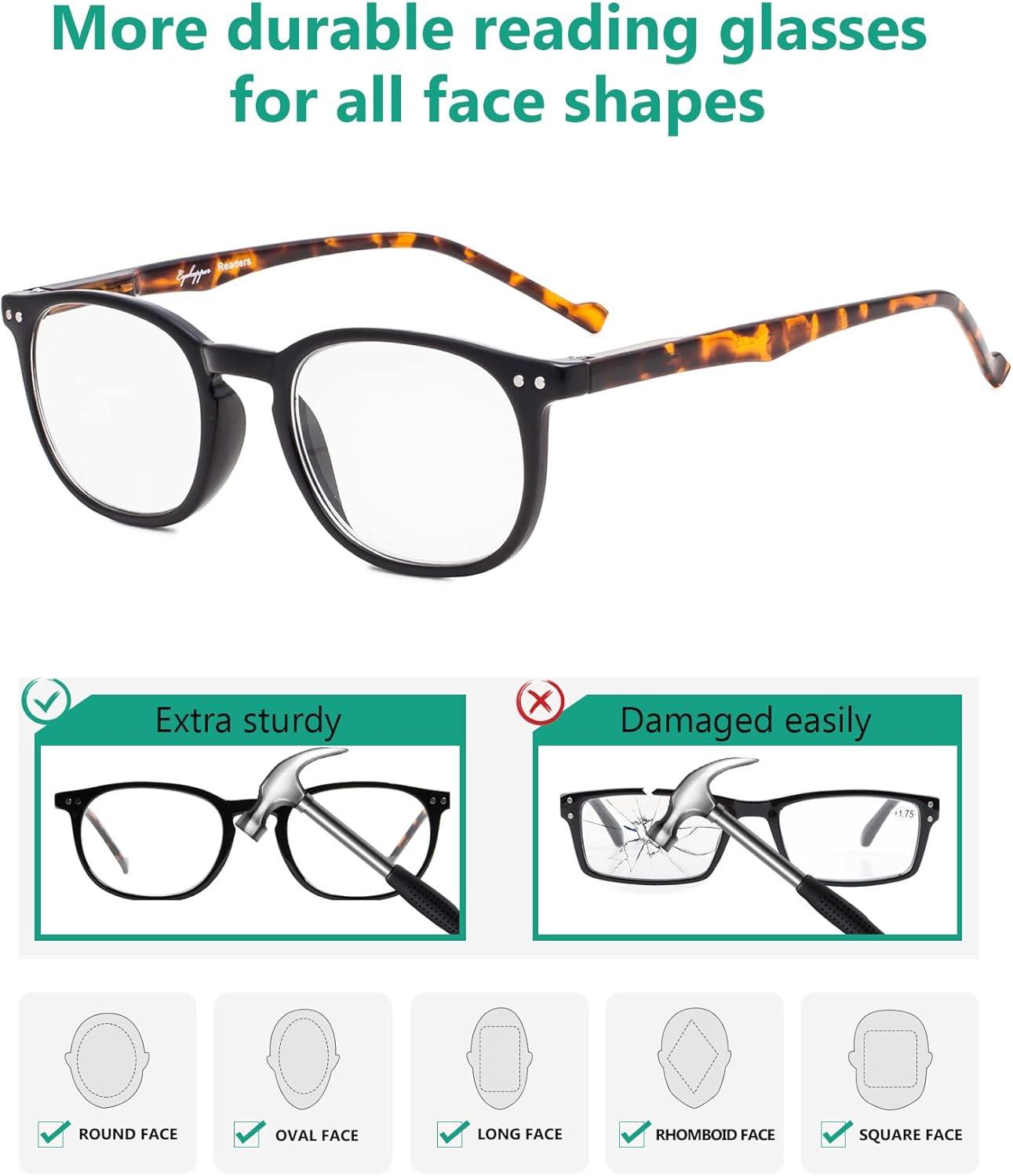 imageEyekepper 5 Pack Retro Design Blue Light Blocking Readers Blue Glare Filter Computer Reading Glasses Amber Tinted 1505 Pairs Mix