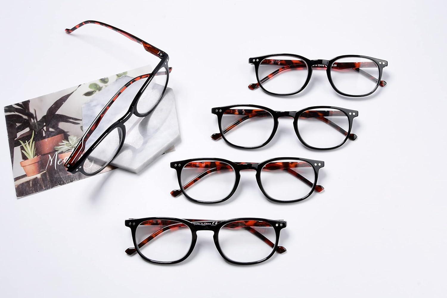 imageEyekepper 5 Pack Retro Design Blue Light Blocking Readers Blue Glare Filter Computer Reading Glasses Amber Tinted 150BlackTortoise5pcs All Clear Lens