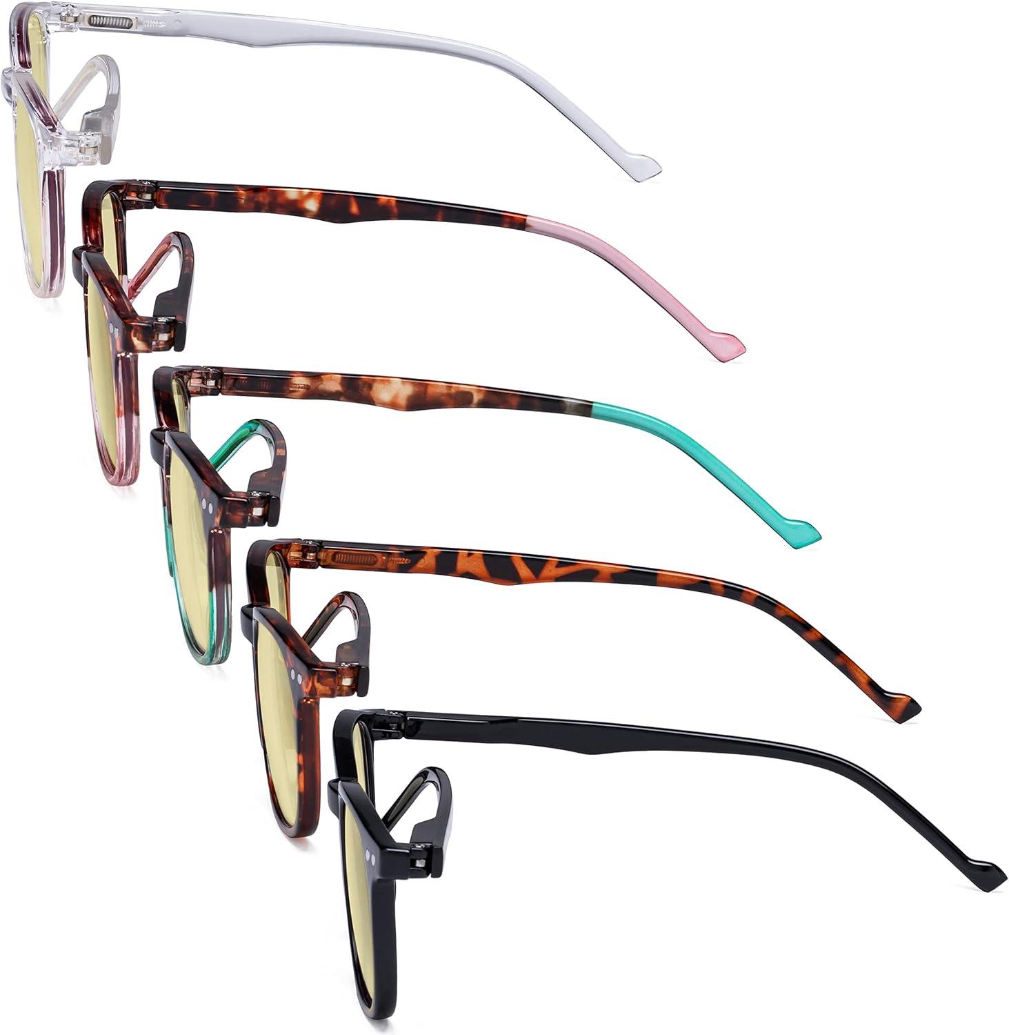 imageEyekepper 5 Pack Retro Design Blue Light Blocking Readers Blue Glare Filter Computer Reading Glasses Amber Tinted 150Blue Light Blockingb605 Pairs