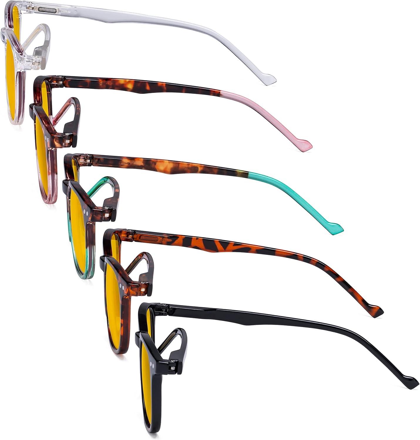 imageEyekepper 5 Pack Retro Design Blue Light Blocking Readers Blue Glare Filter Computer Reading Glasses Amber Tinted 150Blue Light Blockingb905 Pairs