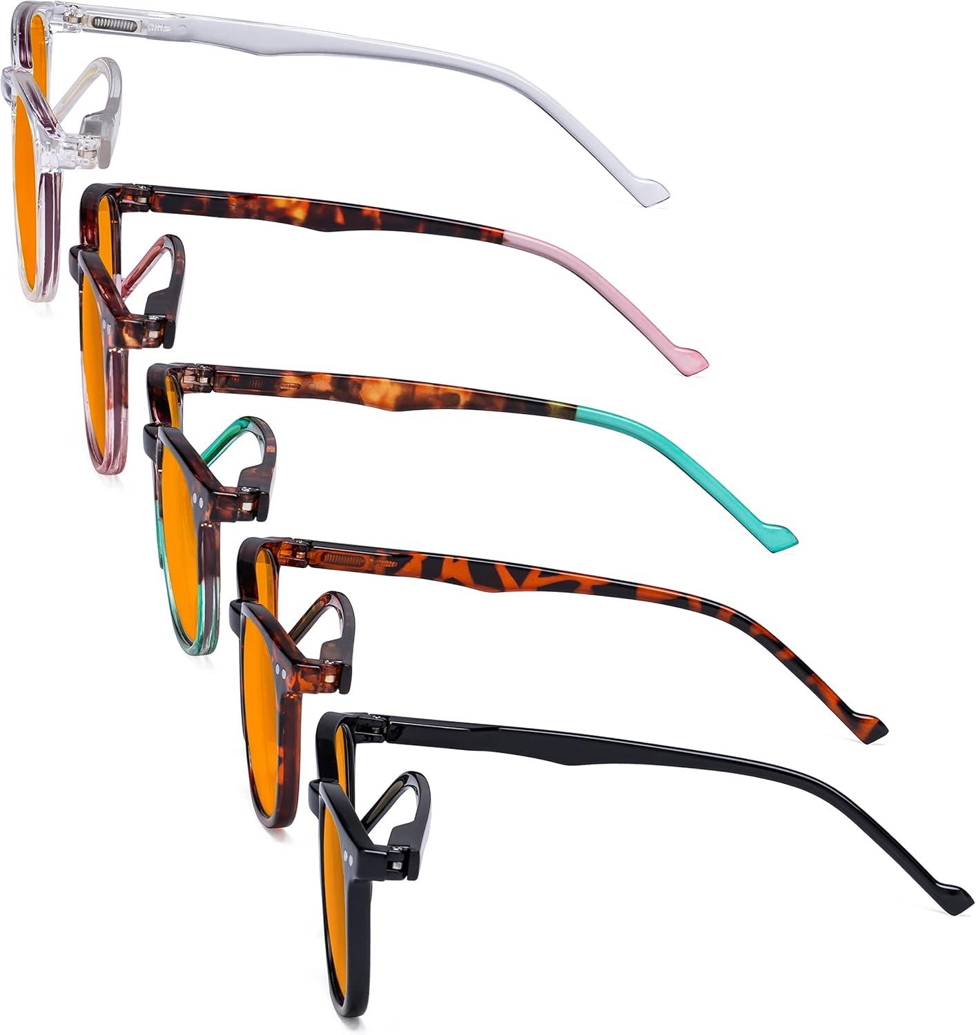 imageEyekepper 5 Pack Retro Design Blue Light Blocking Readers Blue Glare Filter Computer Reading Glasses Amber Tinted 150Blue Light Blockingb985 Pairs