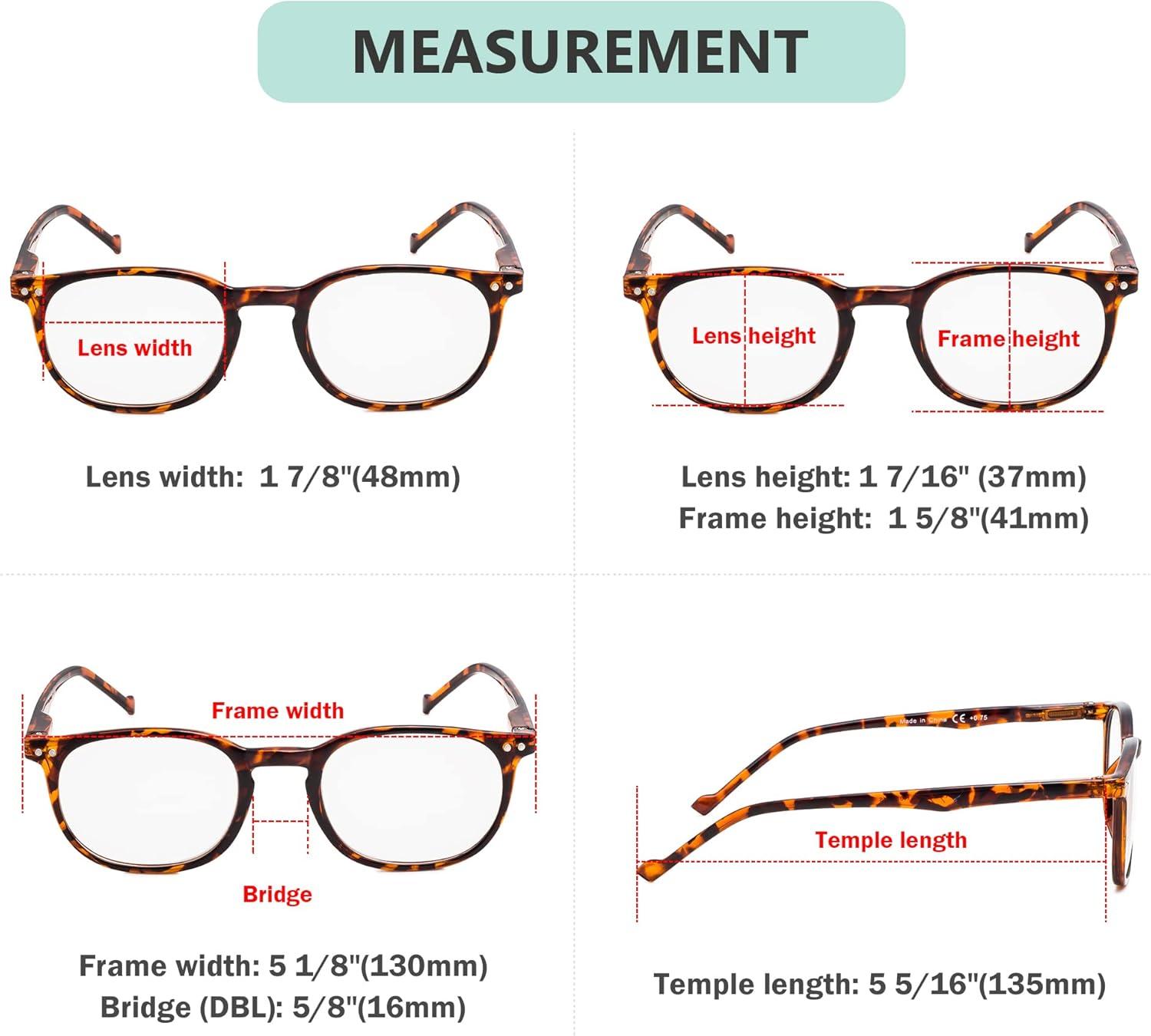 imageEyekepper 5 Pack Retro Design Blue Light Blocking Readers Blue Glare Filter Computer Reading Glasses Amber Tinted 150Tortoise5pcs All Clear Lens