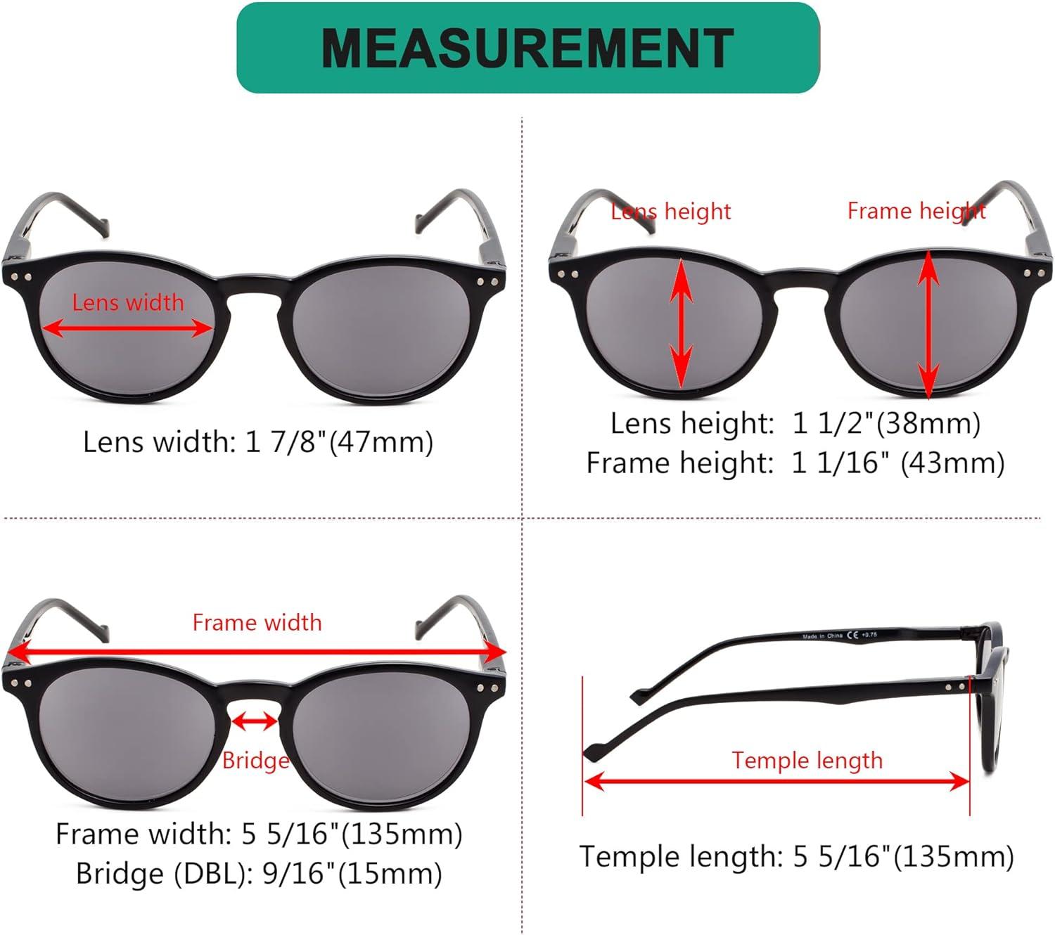 imageEyekepper 5Pack Oval Round Spring Hinges Eyeglasses Includes Sunglasses5pcs All Grey Lens