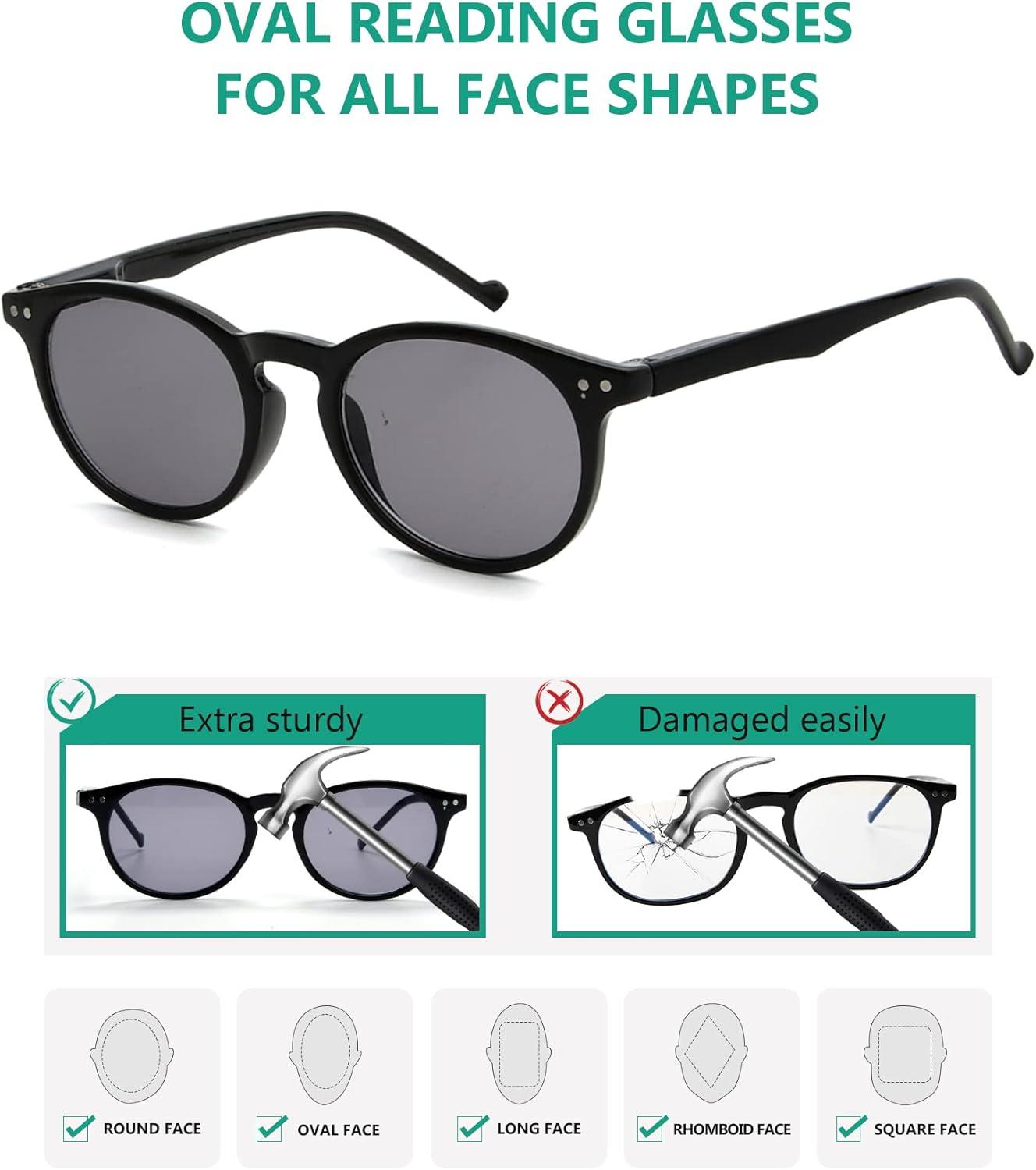 imageEyekepper 5Pack Oval Round Spring Hinges Eyeglasses Includes Sunglasses5pcs All Grey Lens
