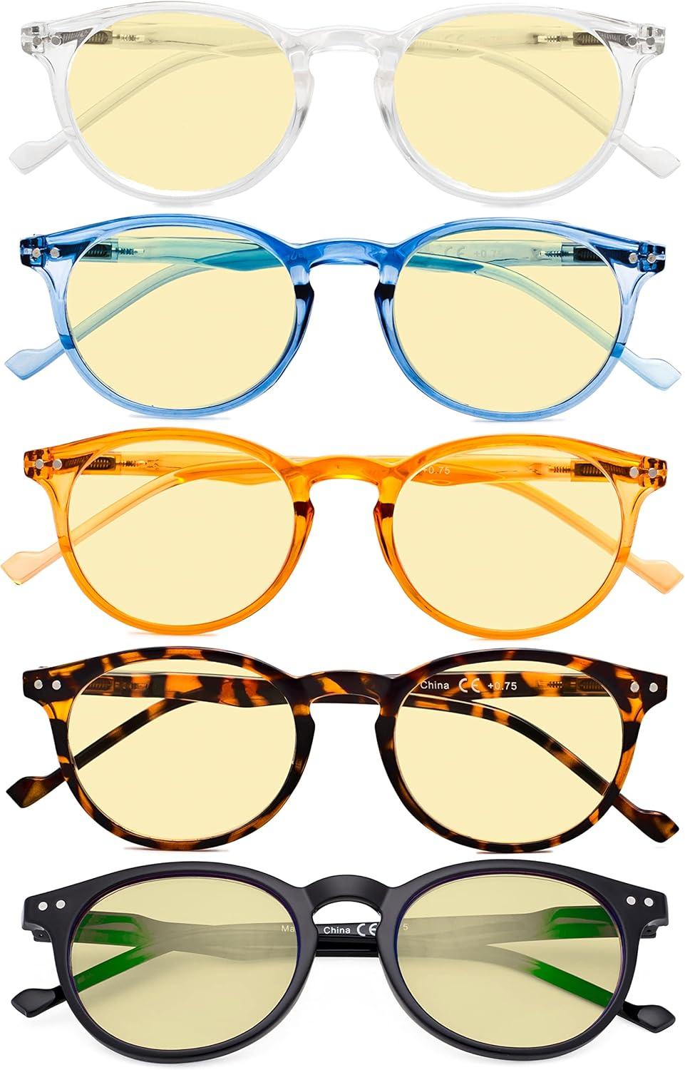 imageEyekepper 5Pack Oval Round Spring Hinges Eyeglasses Includes SunglassesBlue Light Blockingb605 Pairs