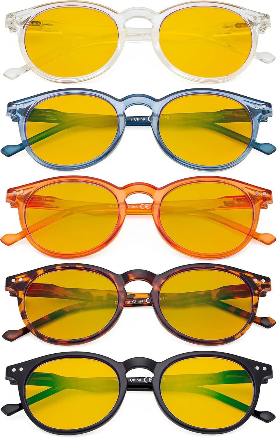 imageEyekepper 5Pack Oval Round Spring Hinges Eyeglasses Includes SunglassesBlue Light Blockingb905 Pairs