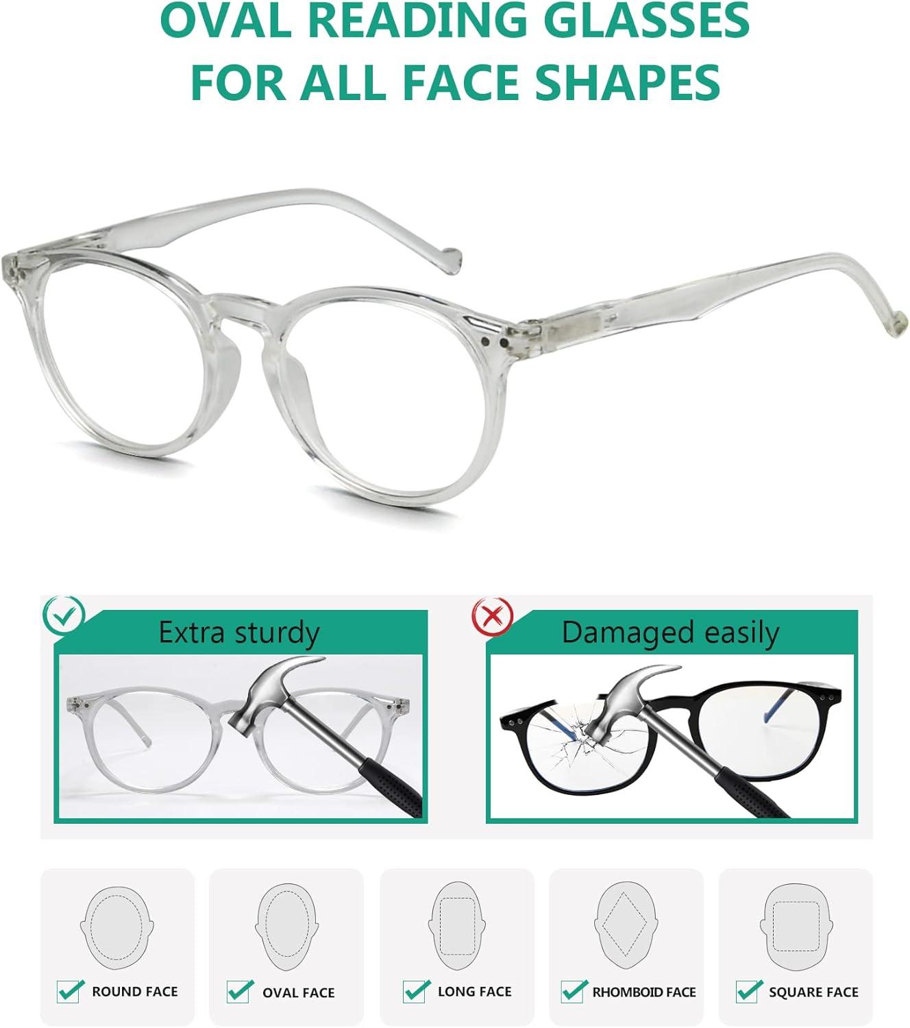 imageEyekepper 5Pack Oval Round Spring Hinges Eyeglasses Includes SunglassesClear5pcs All Clear Lens