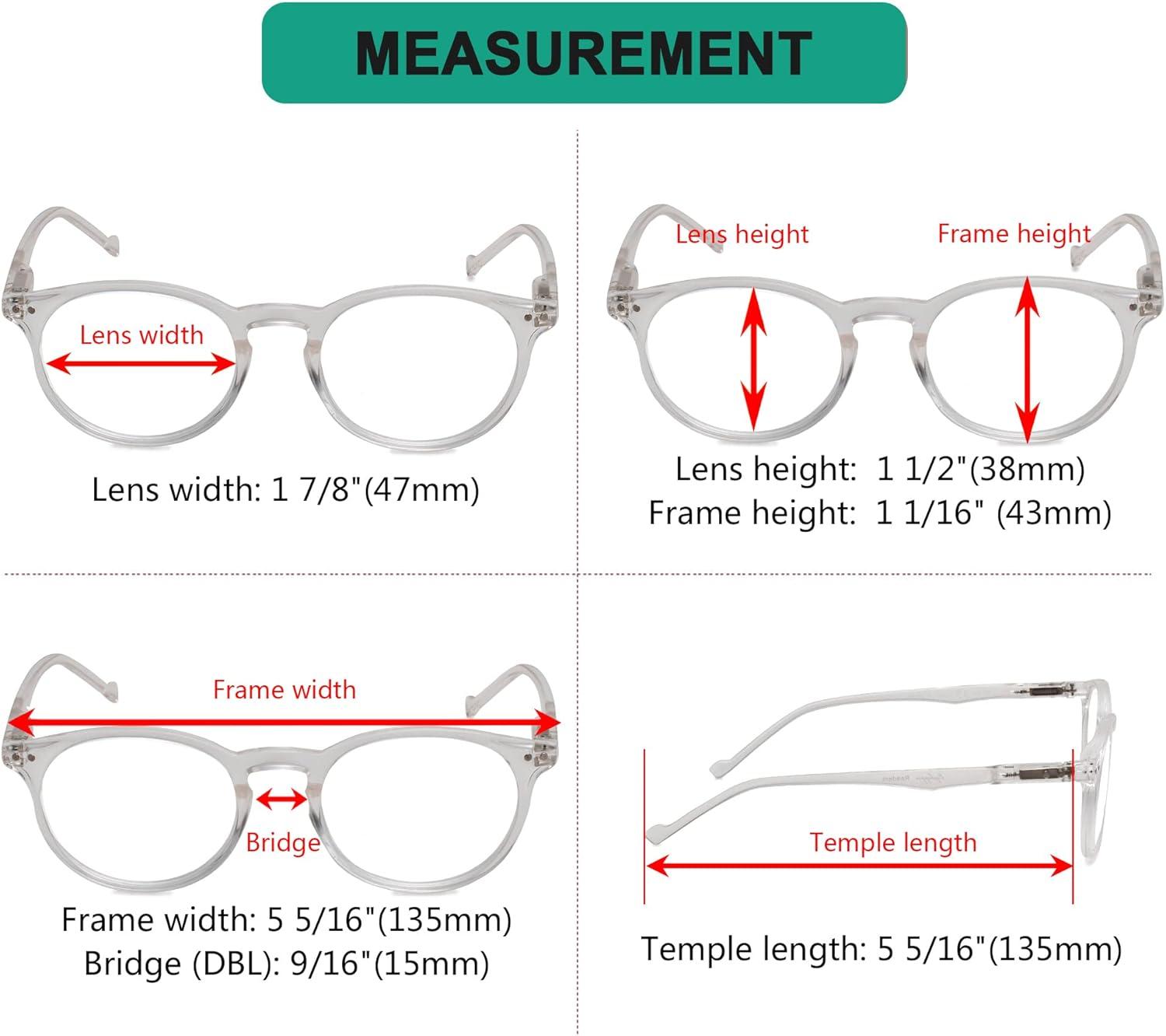 imageEyekepper 5Pack Oval Round Spring Hinges Eyeglasses Includes SunglassesClear5pcs All Clear Lens