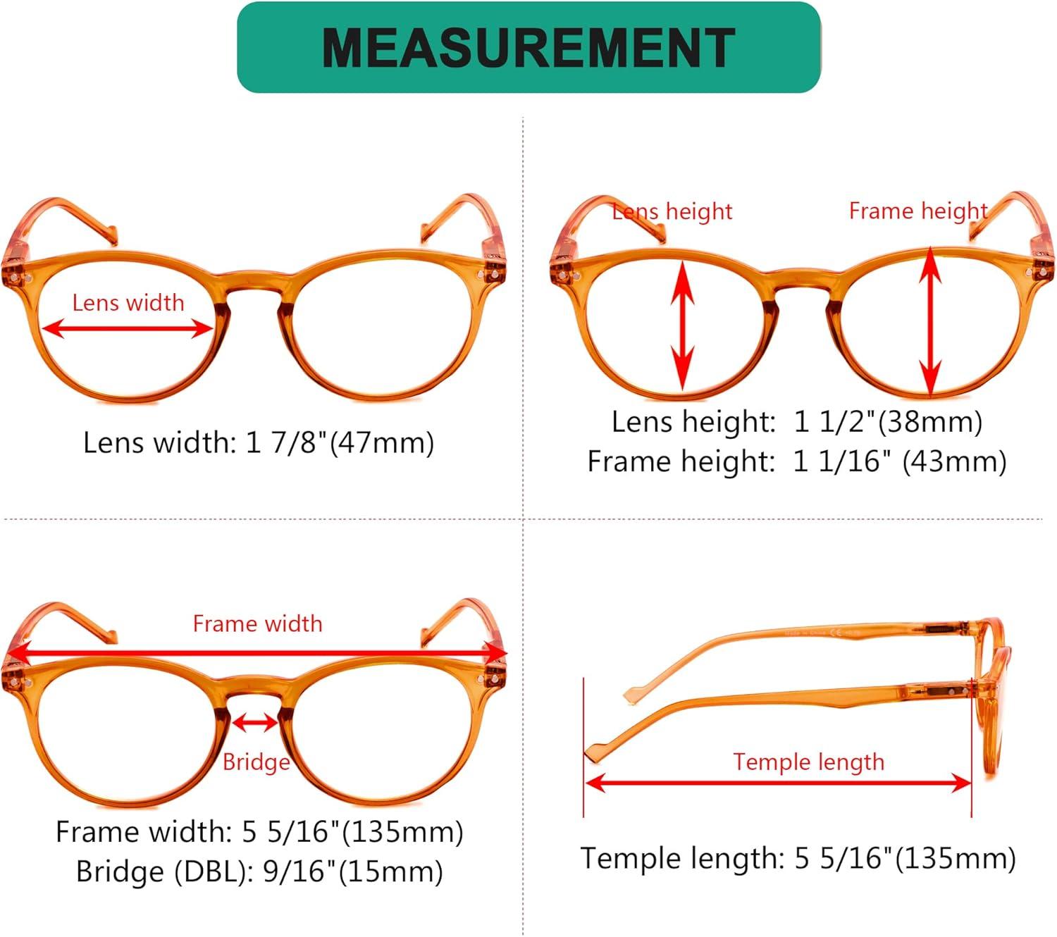 imageEyekepper 5Pack Oval Round Spring Hinges Eyeglasses Includes SunglassesOrange5pcs All Clear Lens