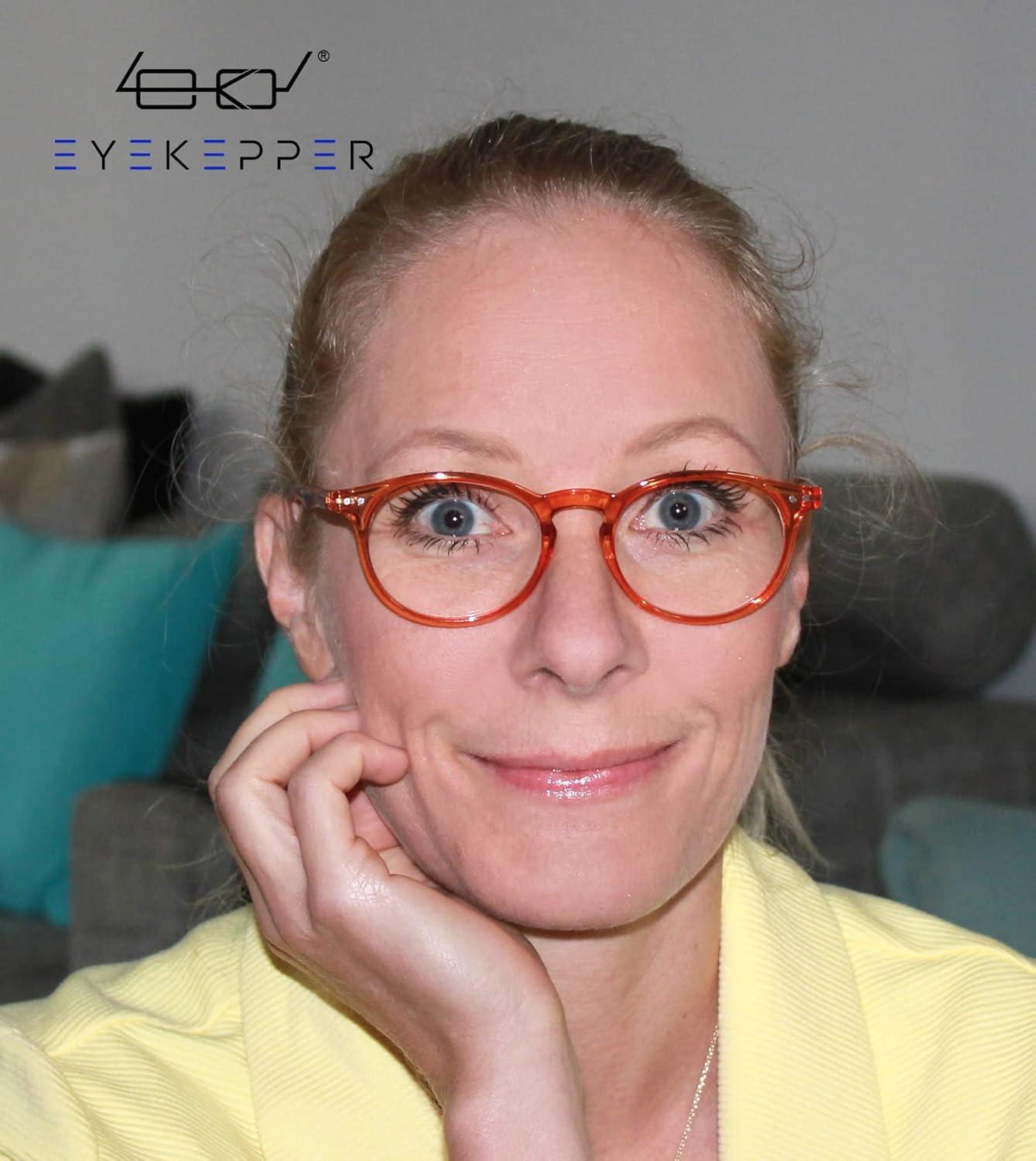 imageEyekepper 5Pack Oval Round Spring Hinges Eyeglasses Includes SunglassesOrange5pcs All Clear Lens