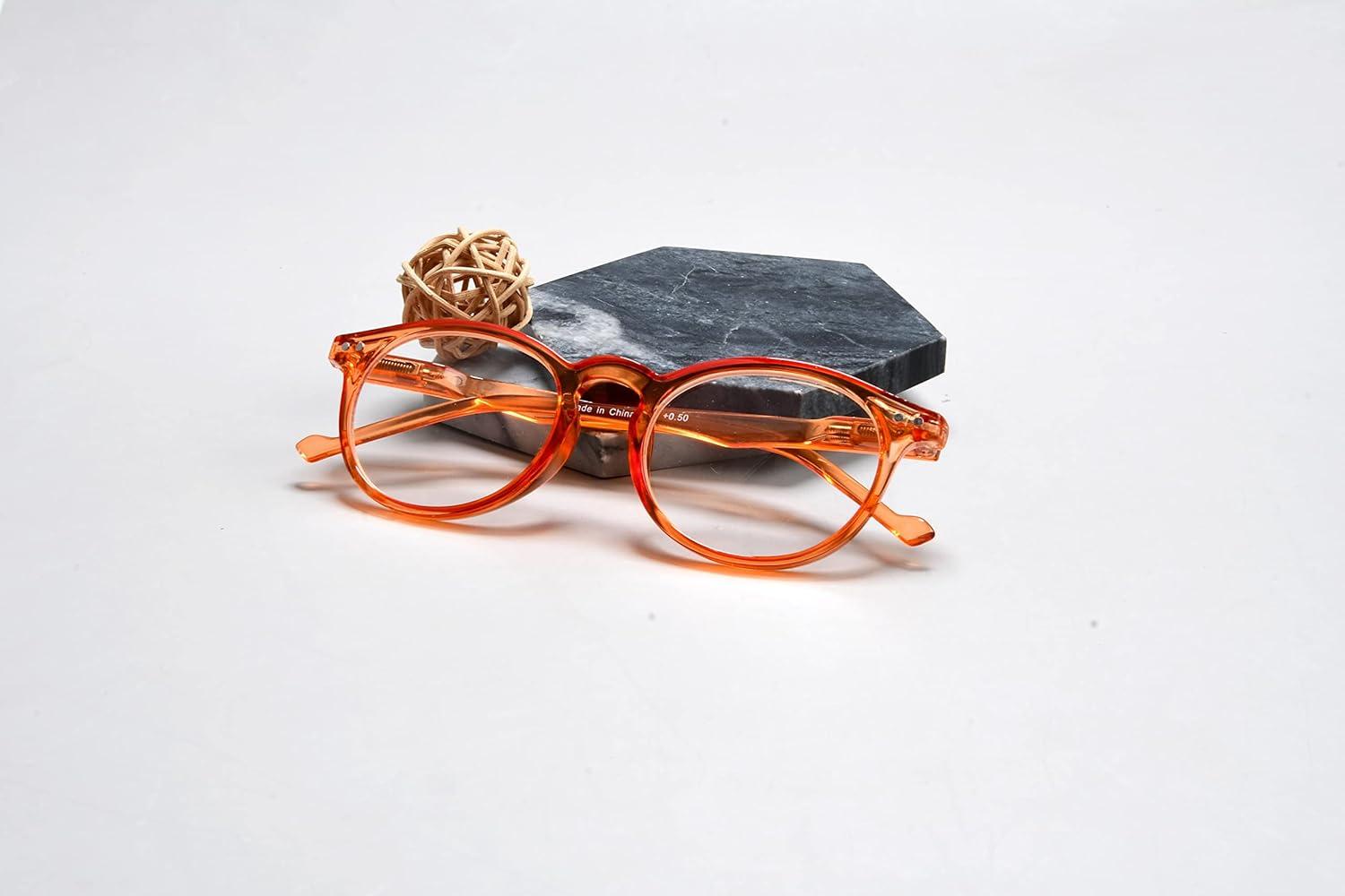 imageEyekepper 5Pack Oval Round Spring Hinges Eyeglasses Includes SunglassesOrange5pcs All Clear Lens