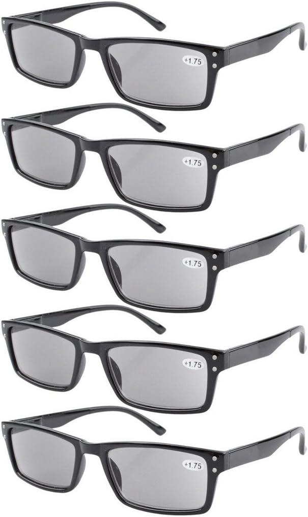 imageEyekepper Spring Hinge 5pack Retro Style Reading Glasses Sunshine Readers Grey Lens5pcs All Grey Lens